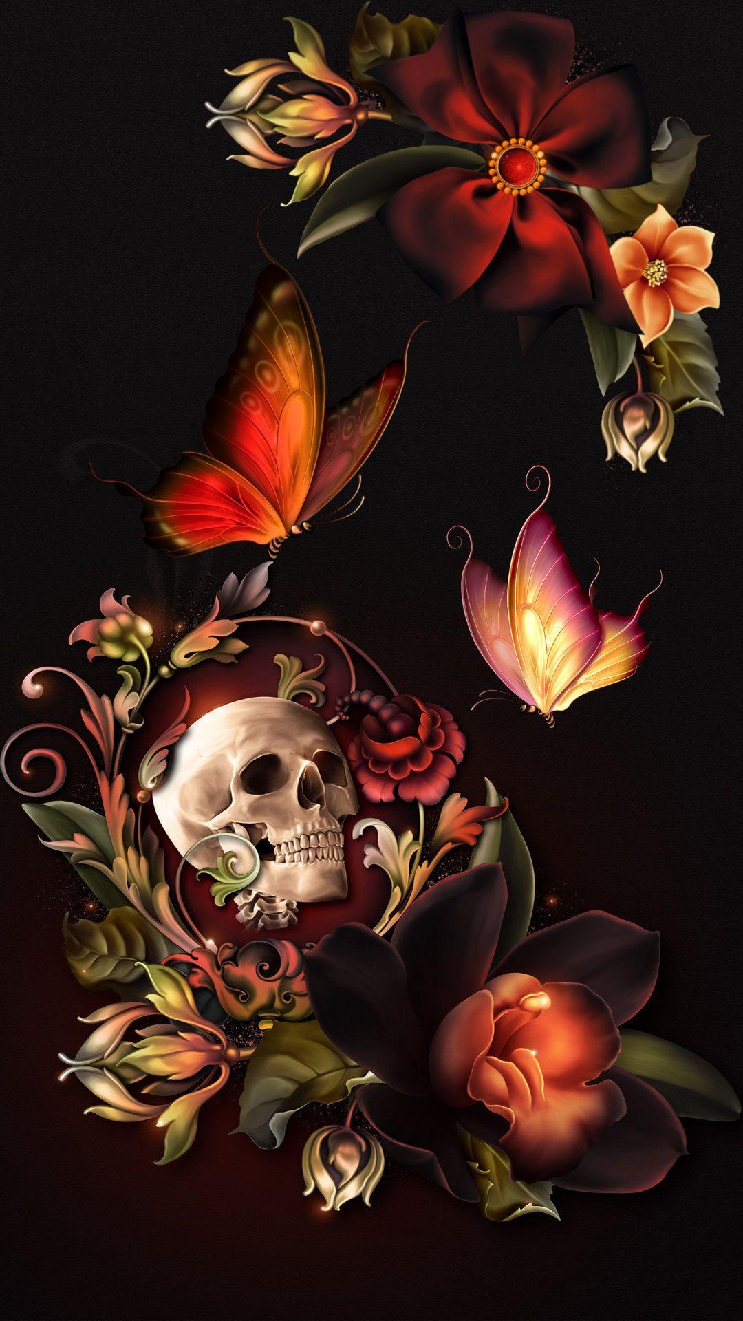 Skulls and Butterflies Wallpapers - Top Free Skulls and Butterflies Backgrounds - WallpaperAccess