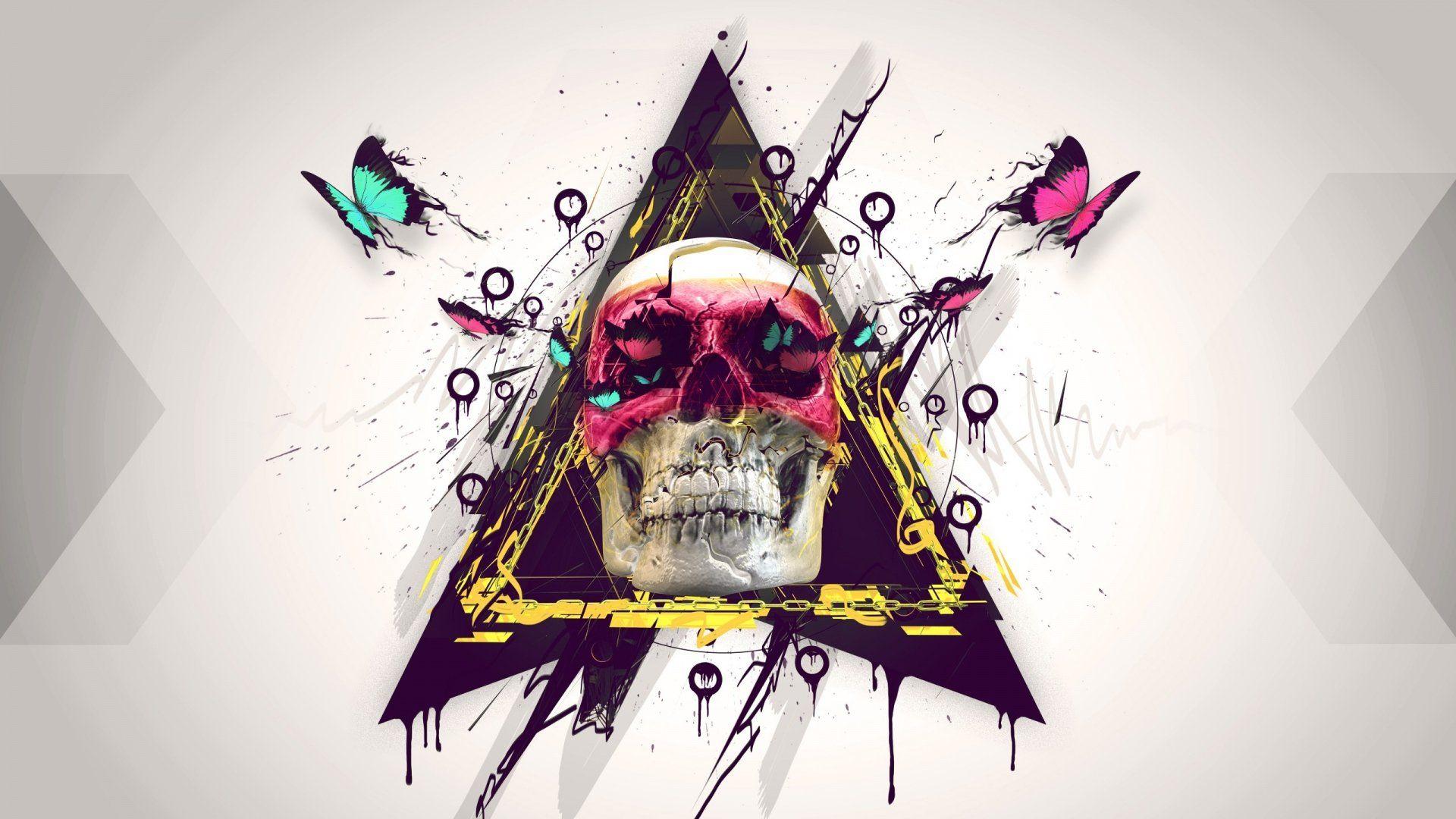 1920x1080 skull, Sees, All, , Trianble, Paint, Butterfly Wallpaper HD / Desktop and Mobile Background