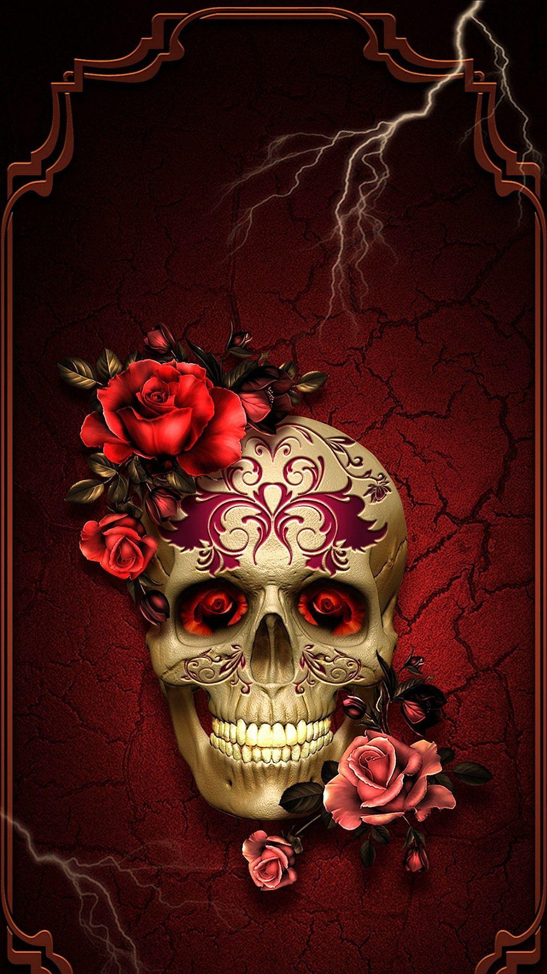 1080x1920 Gothic Skull Butterfly Wallpaper