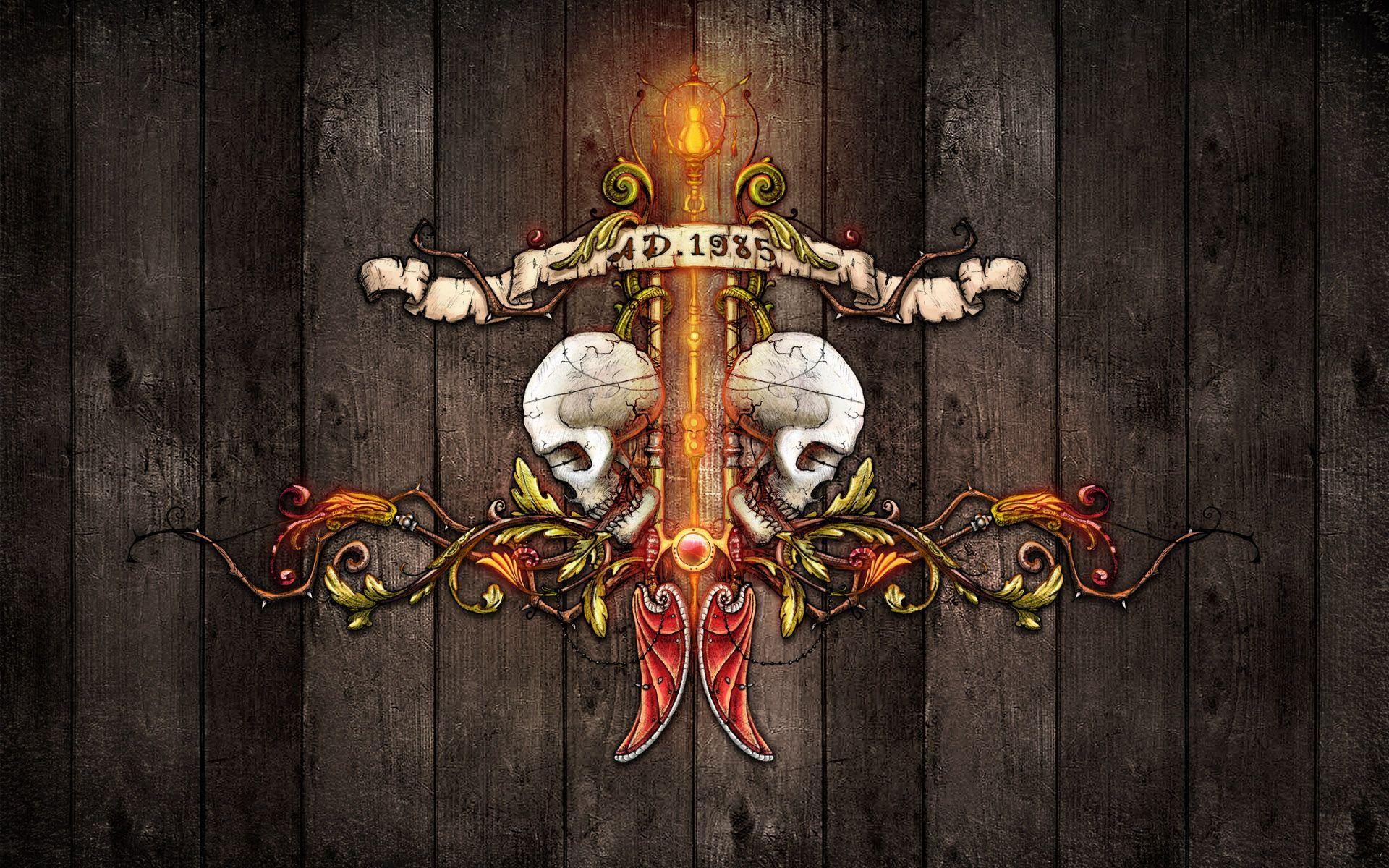 1920x1200 Gothic Skull Butterfly Wallpaper