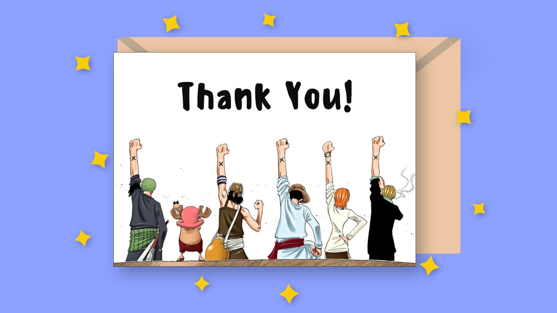 1920x1080 Anime Printable Thank You Card, Digital Download Card