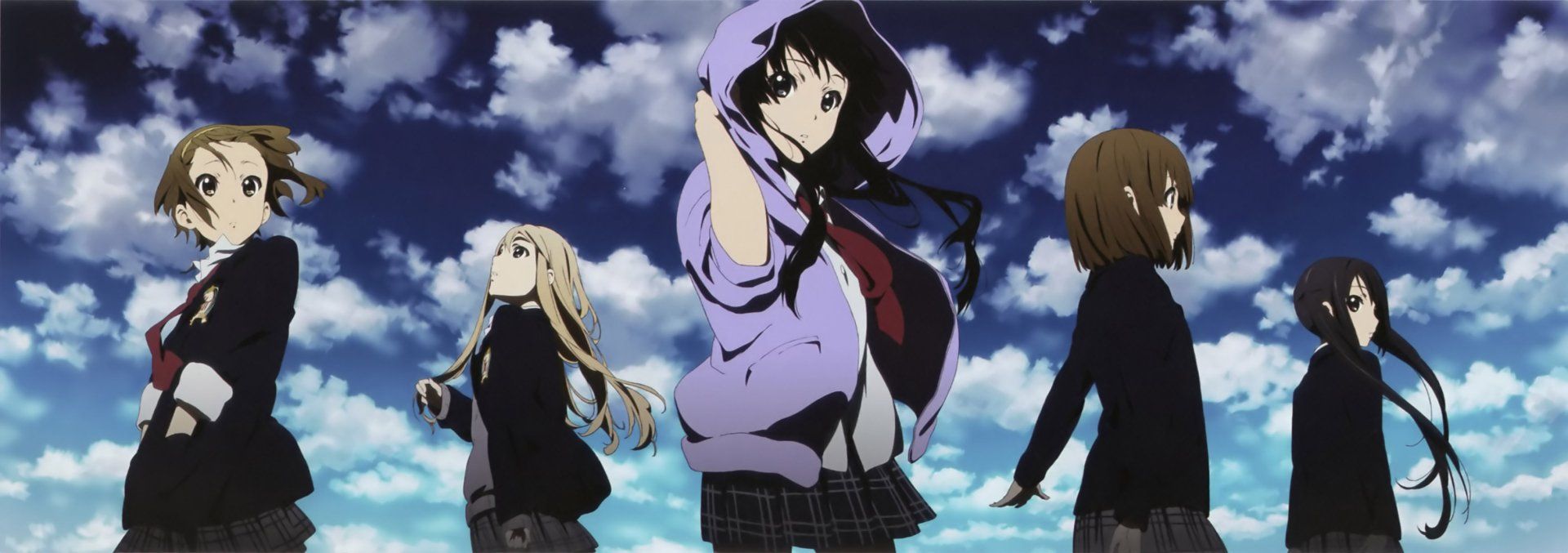 1920x677 K ON! HD Wallpaper: Azusa, Tsumugi, Ritsu, Yui, And Mio In Actionx1200