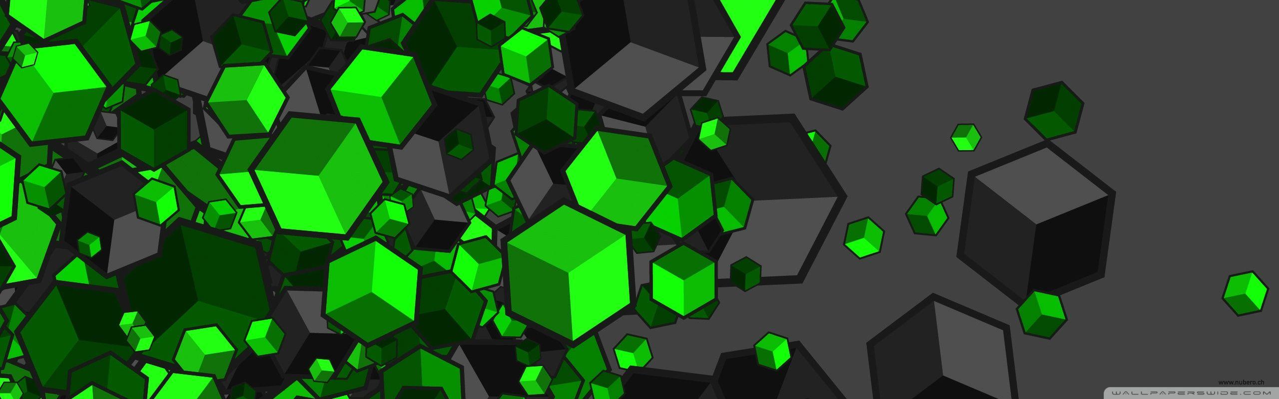 2560x800 Green Cubes Ultra HD Desktop Background Wallpaper for 4K UHD TV : Multi Display, Dual Monitor : Tablet
