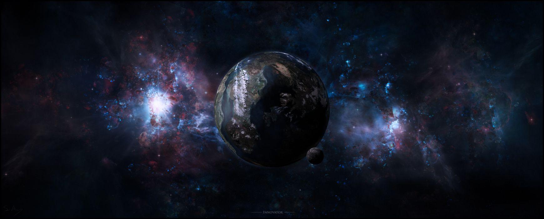 1740x700 Snow mountain galaxy planet wallpaperx2020
