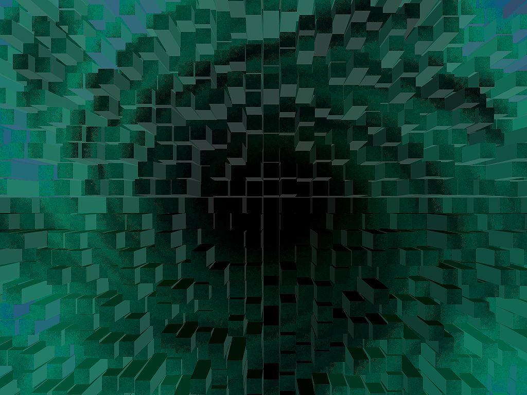 1024x768 Green Cubes Animated Desktop Background