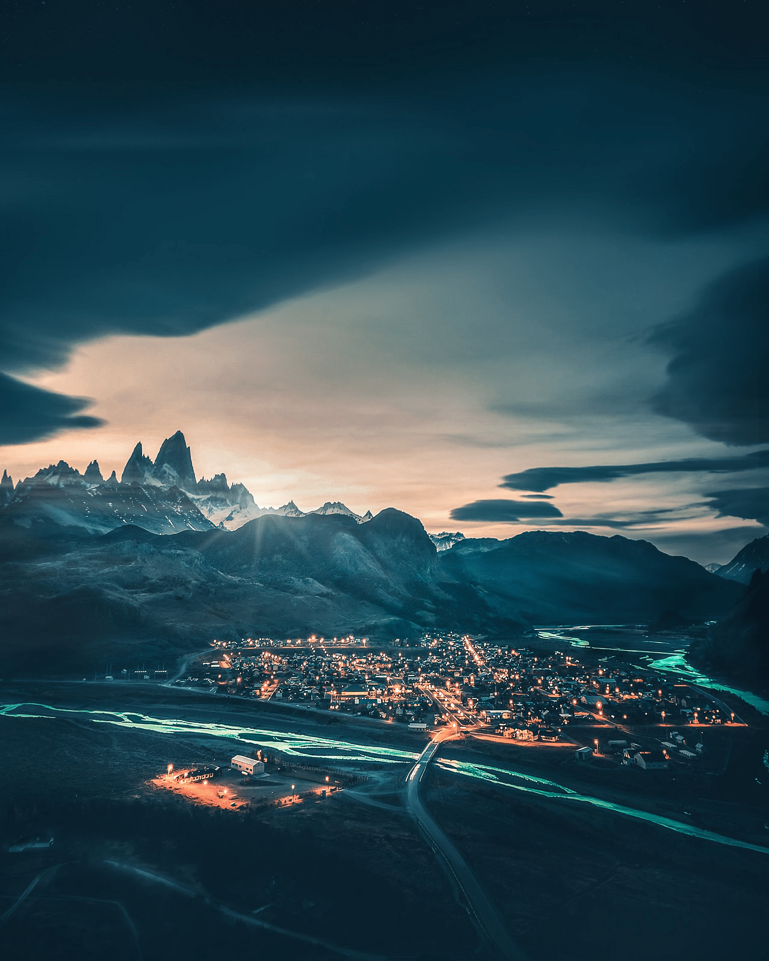 2560x3200 Download wallpaper 2560x3200 mountains, village, national park, los glaciares national park, patagonia HD background