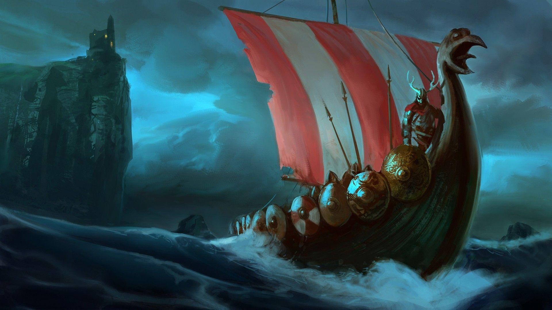 1920x1080 1920x Viking Boat Wallpaper Ship Art