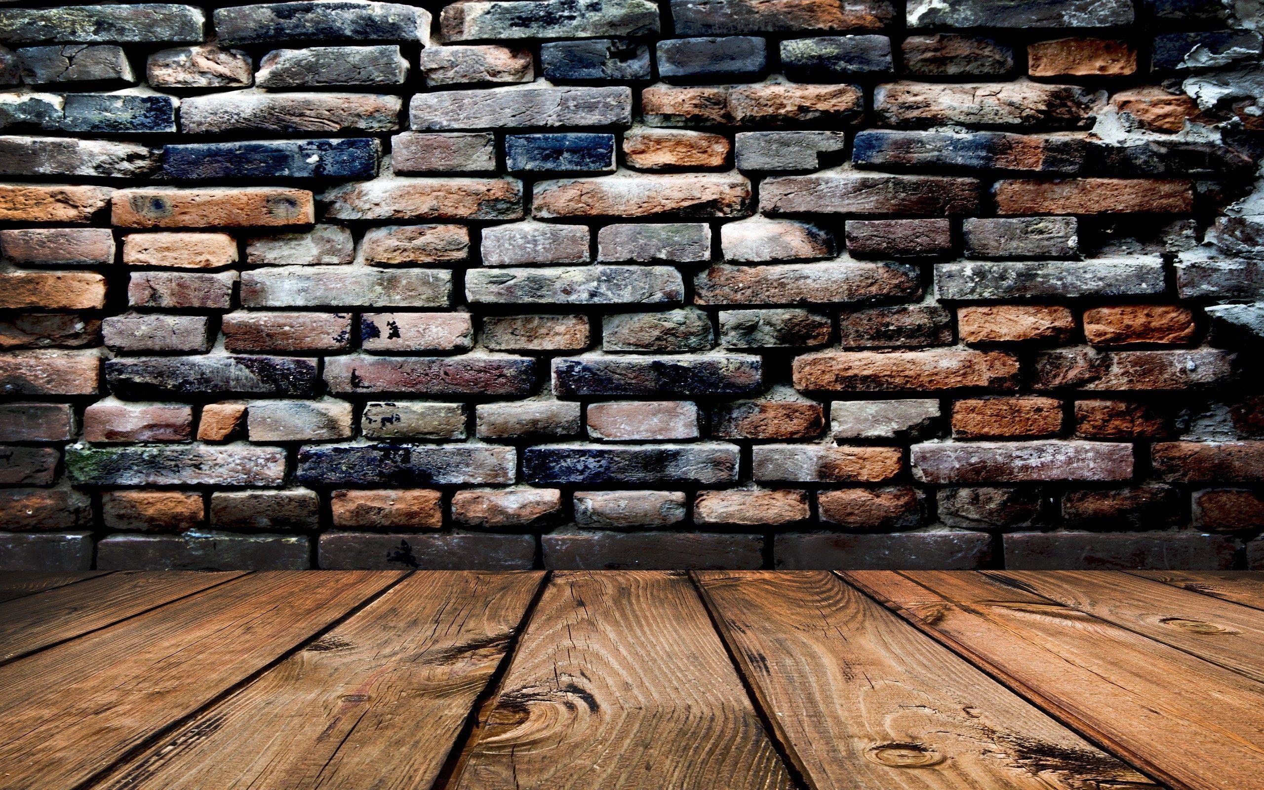 2560x1600 Brick Wall Wood Floor .