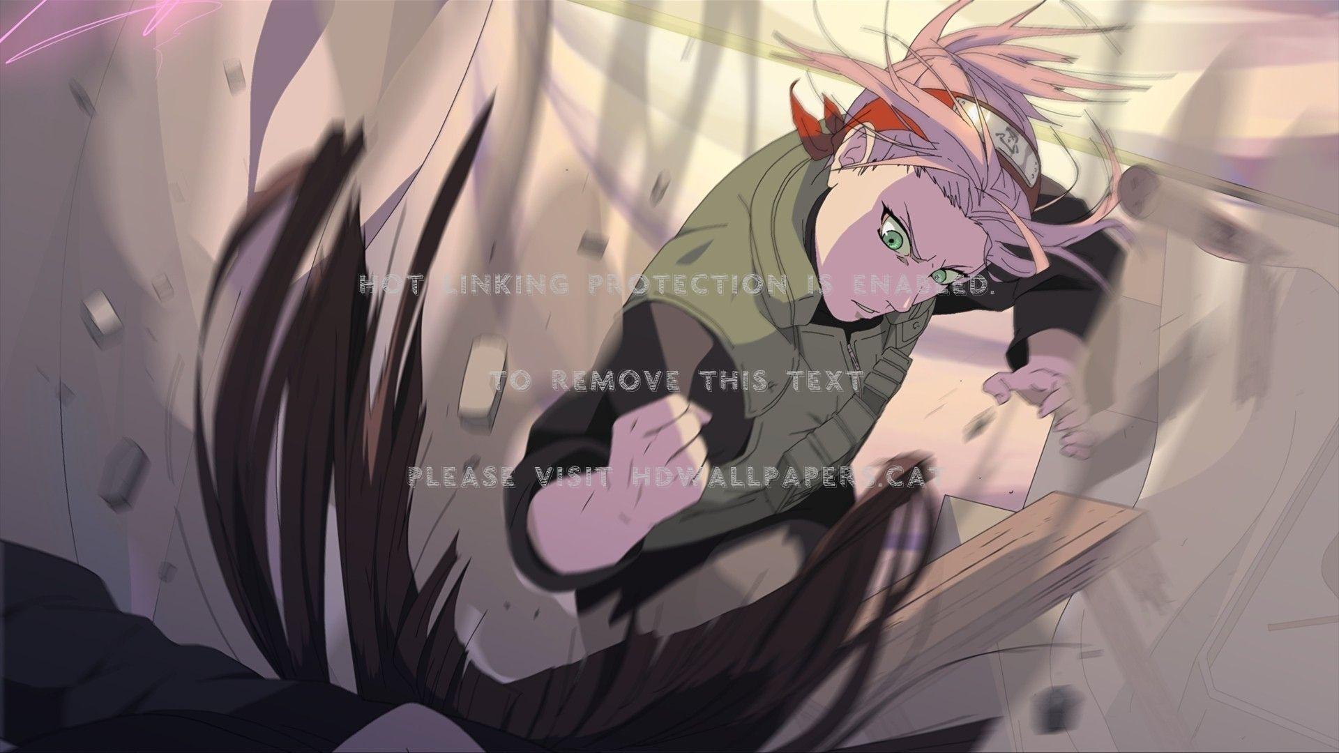 1920x1080 sakura haruno lovely pink hair green eyes