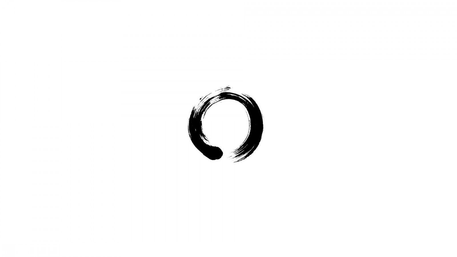 1600x900 #circle, #zen, #minimalism, #ensō, #ouroboros wallpaper HD Wallpaper