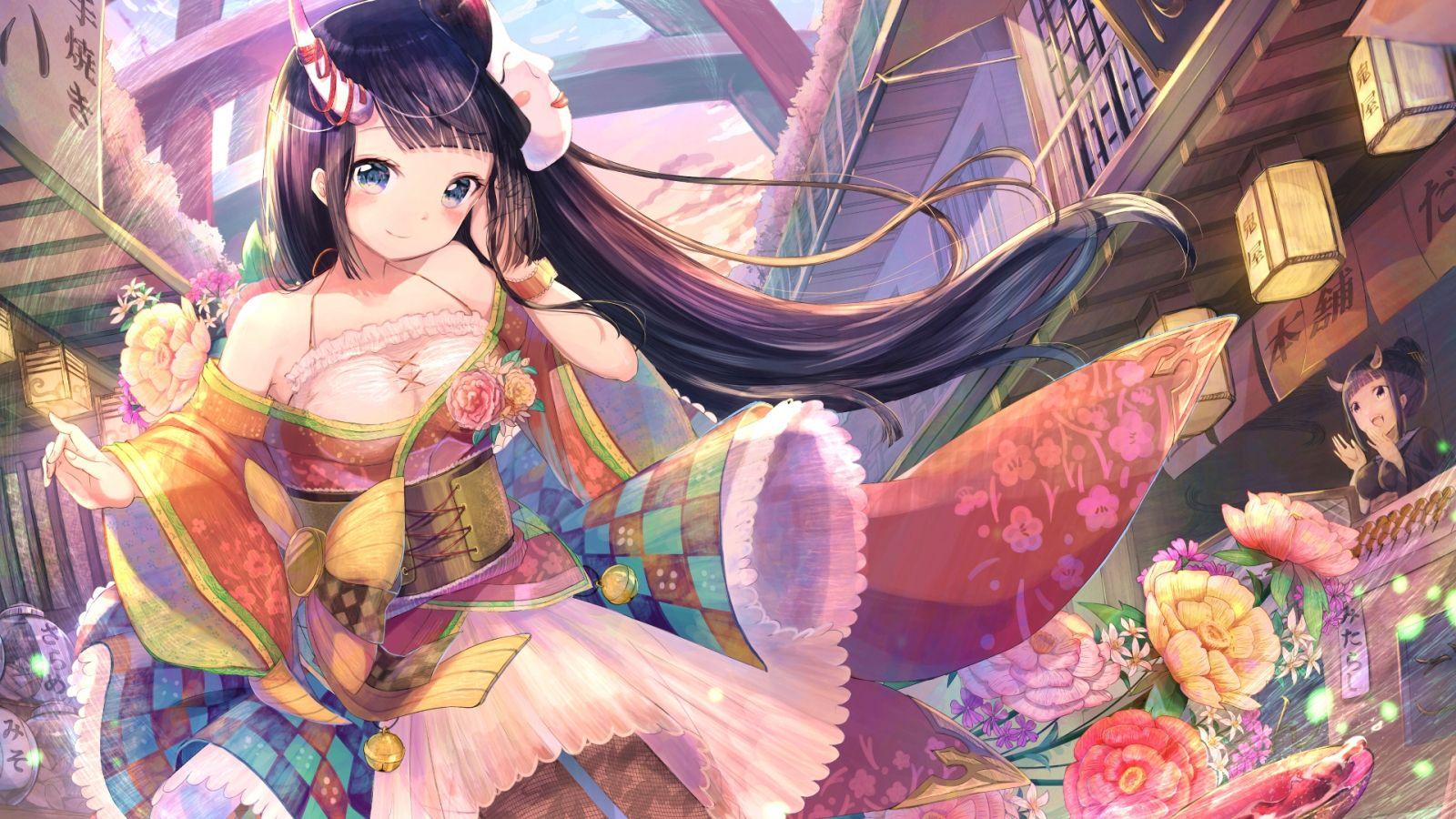 1600x900 Desktop Wallpaper Cute, Colorful, Anime Girl, HD Image, Picture, Background, Mj7n9r