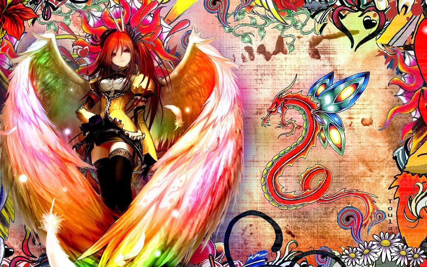 1366x853 Colorful Anime Girl Wallpaperx853
