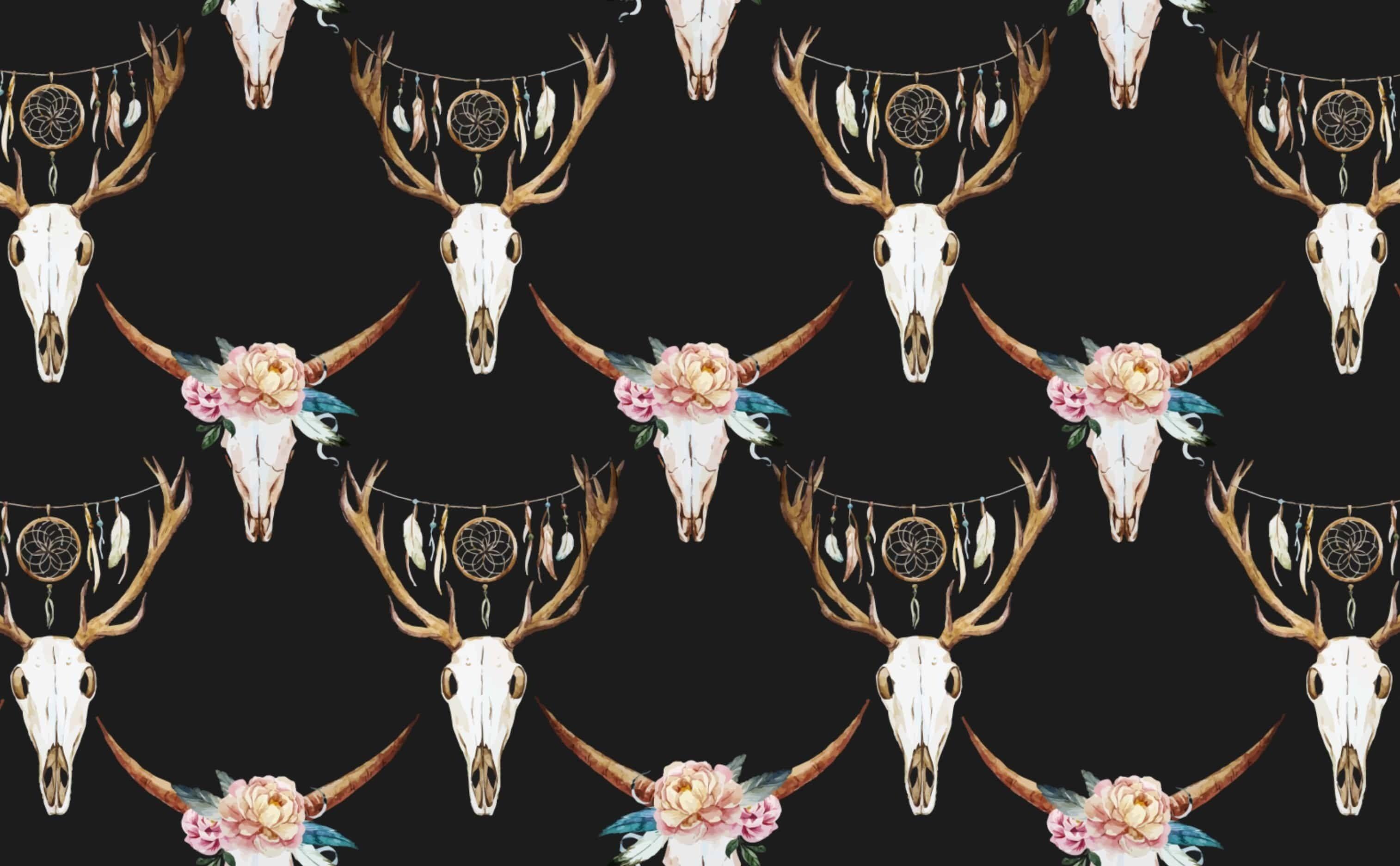 3028x1872 Cow & Deer Skulls Wallpaper for Walls