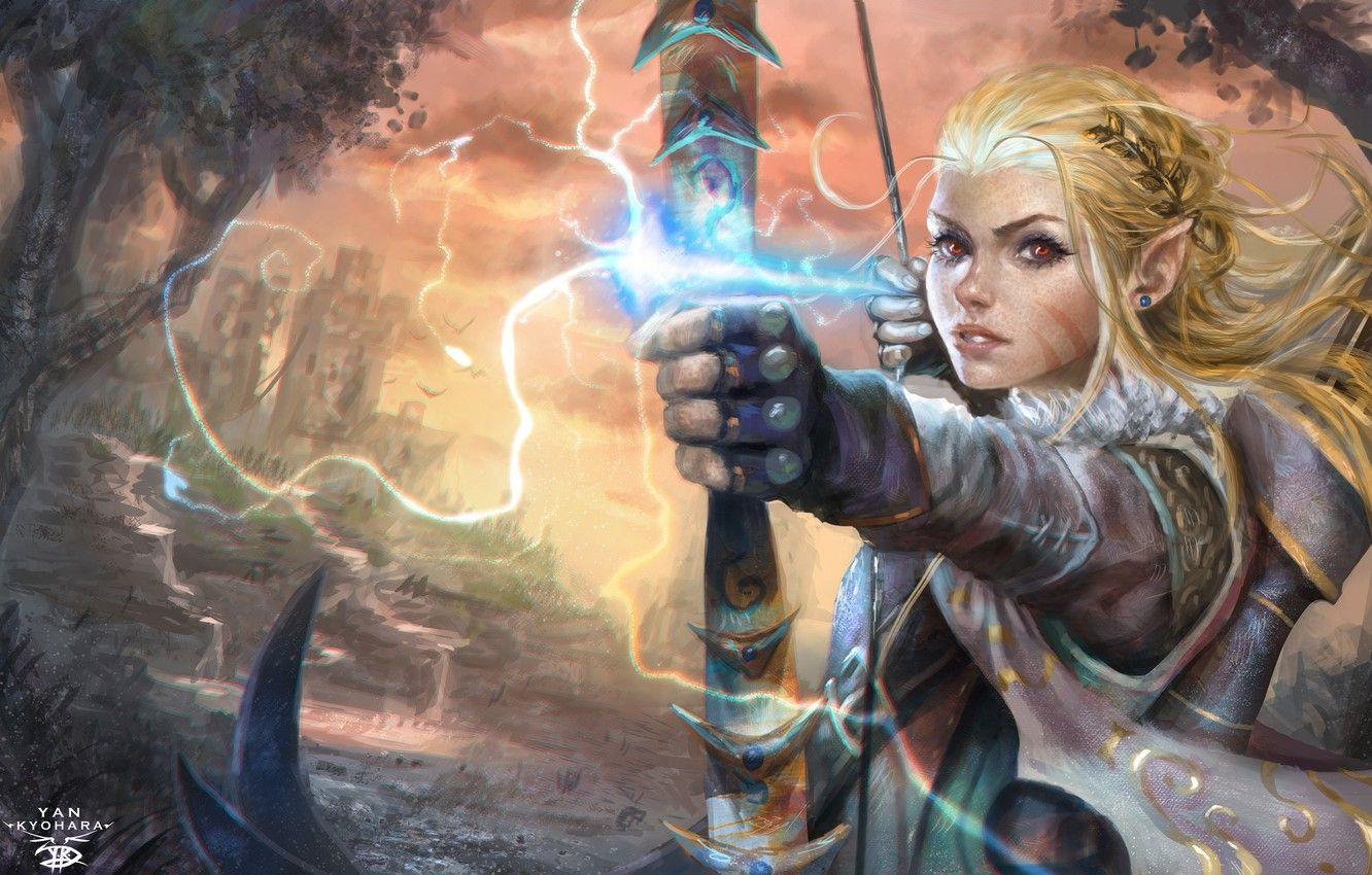 1332x850 Wallpaper Bow, Elf, Art, Art, Elf, Archer image for desktop, section фантастика