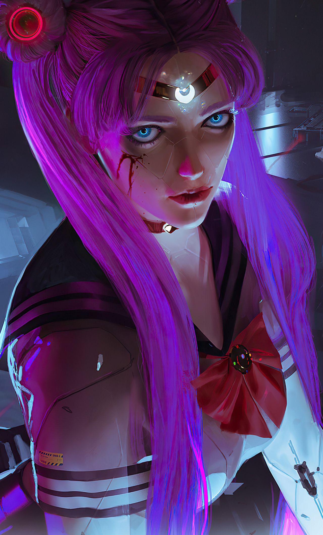 1280x2120 Sailor Moon Cyberpunk Girl 4k iPhone HD 4k Wallpaper, Image, Background, Photo and Picture