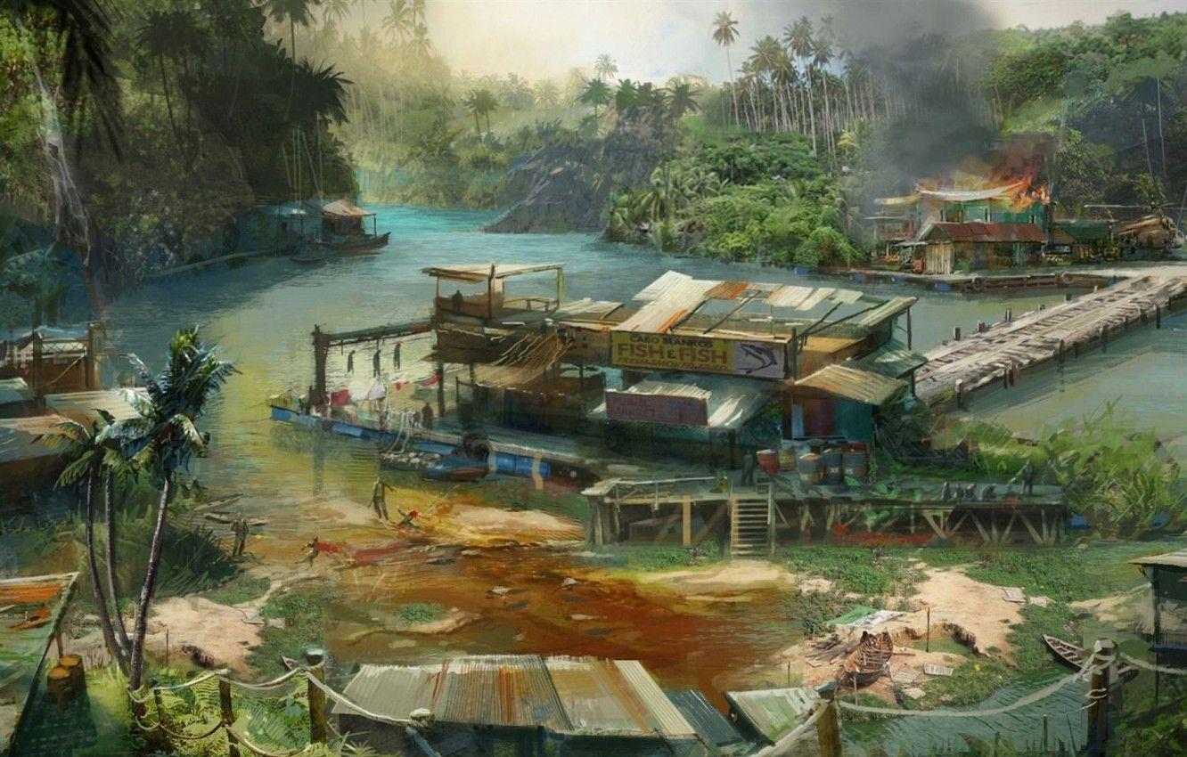 1332x850 Wallpaper island, art, Far cry edge lights image for desktop, section игры