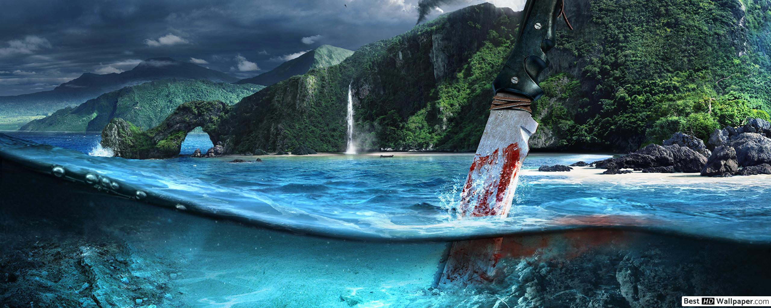 2560x1024 Far Cry 3 game knife HD wallpaper download