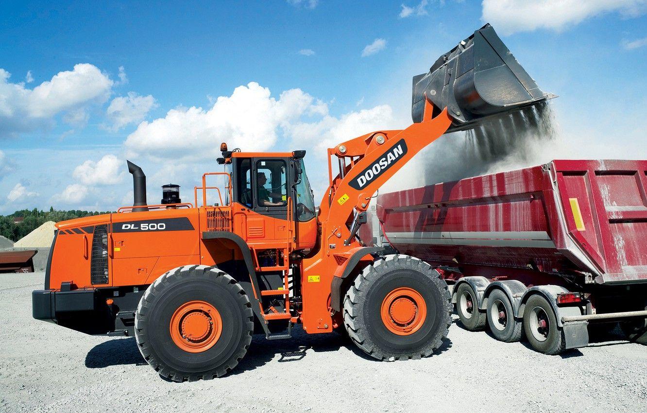 1332x850 Wallpaper dirt, truck, construction, wheelloader, doosan, dl500 image for desktop, section другая техника