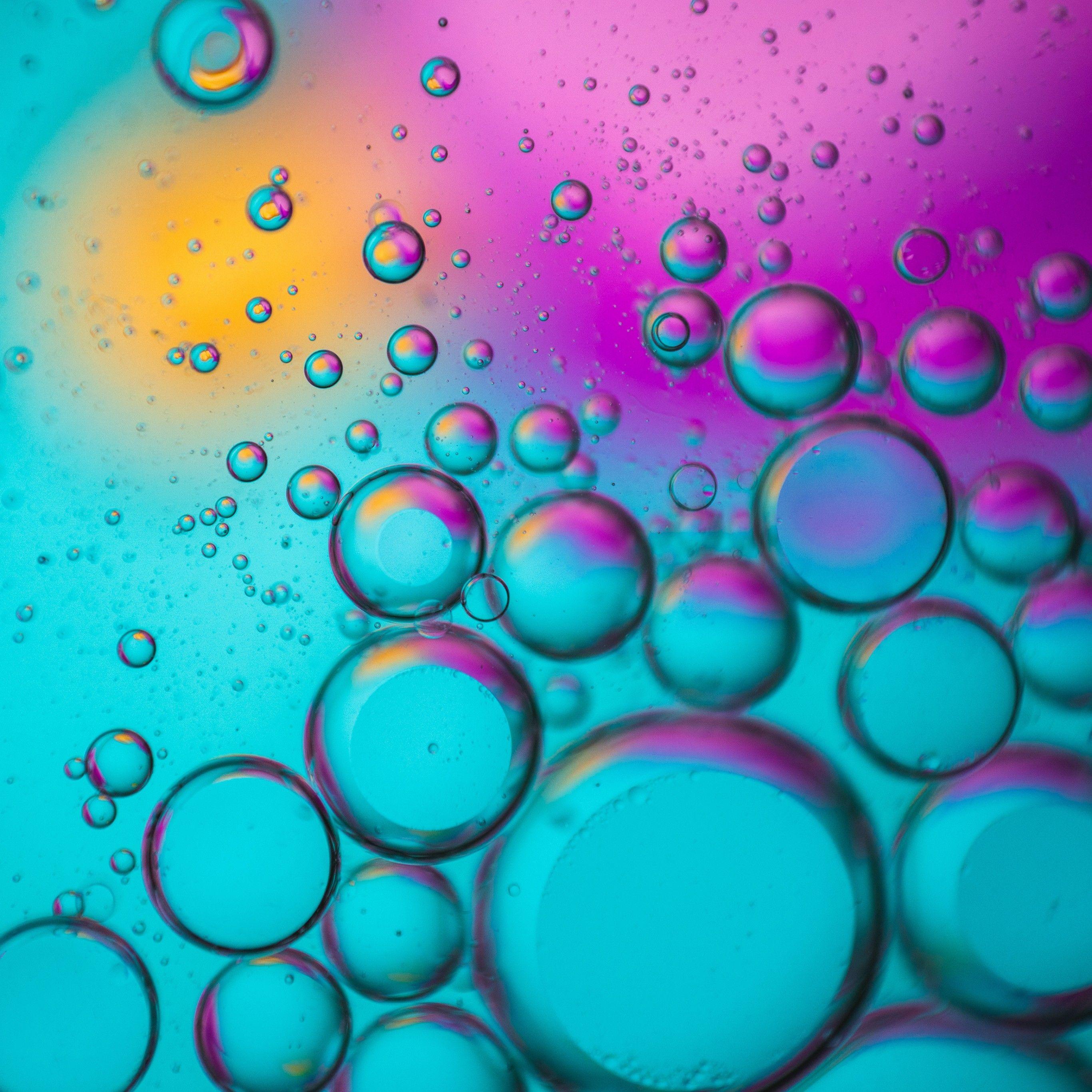 2732x2732 Bubbles 4K Wallpaper, Spectrum, Colorful, Teal, Turquoise, Pink, Abstract
