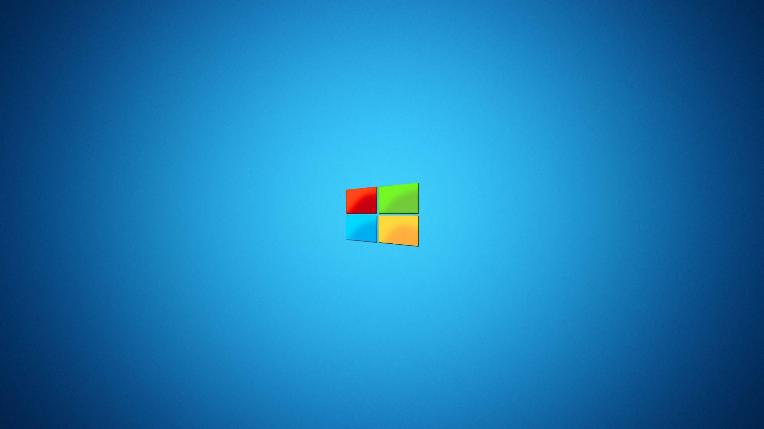 2560x1440 minimalistic, Microsoft, operating systems, Windows logos, widescreen, blue walls, windows wallpaper