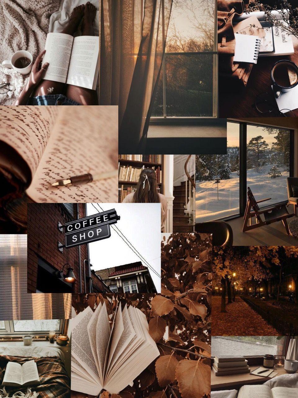 960x1280 Brown cozy aesthetic collage iPhone wallpaper lockscreen. Dinding gambar, Kertas dinding, Latar belakang