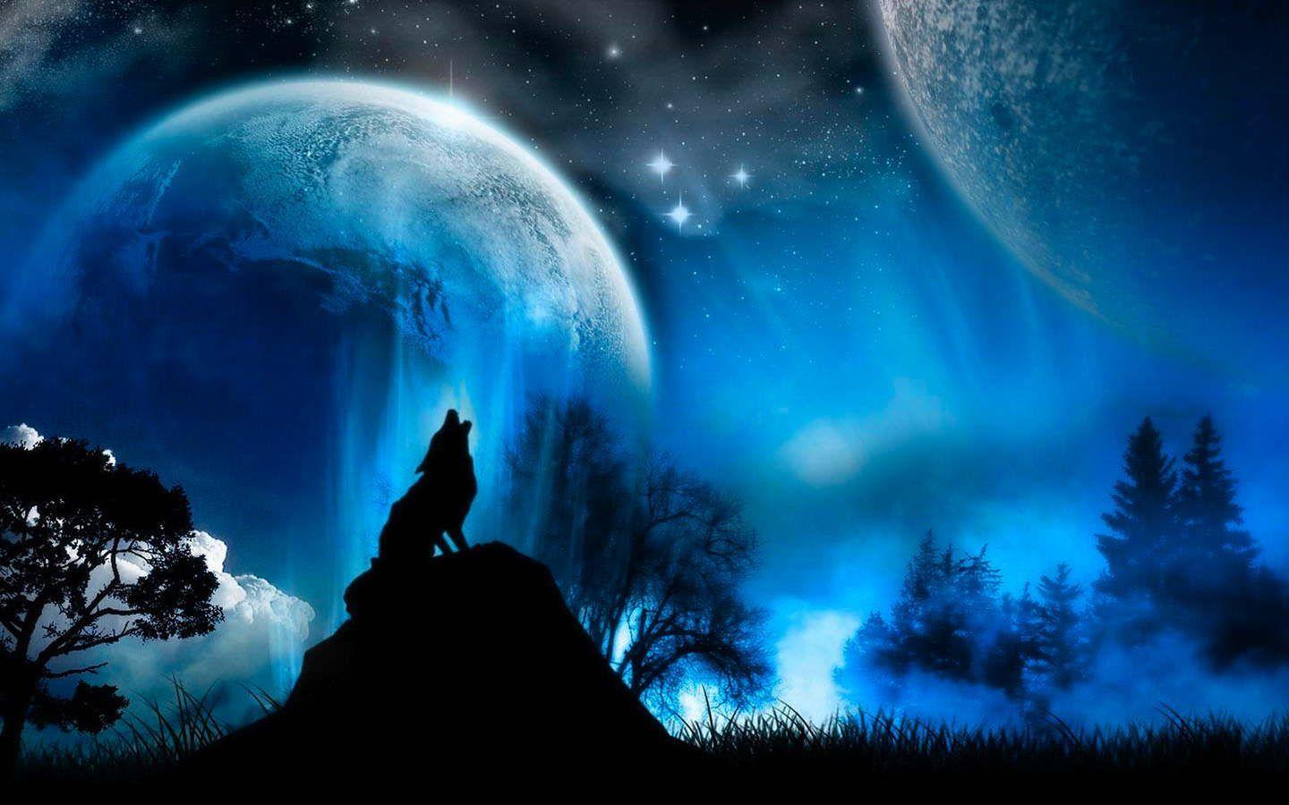 1440x900 Wolf Wallpaper Blood Moon HD Wallpaper
