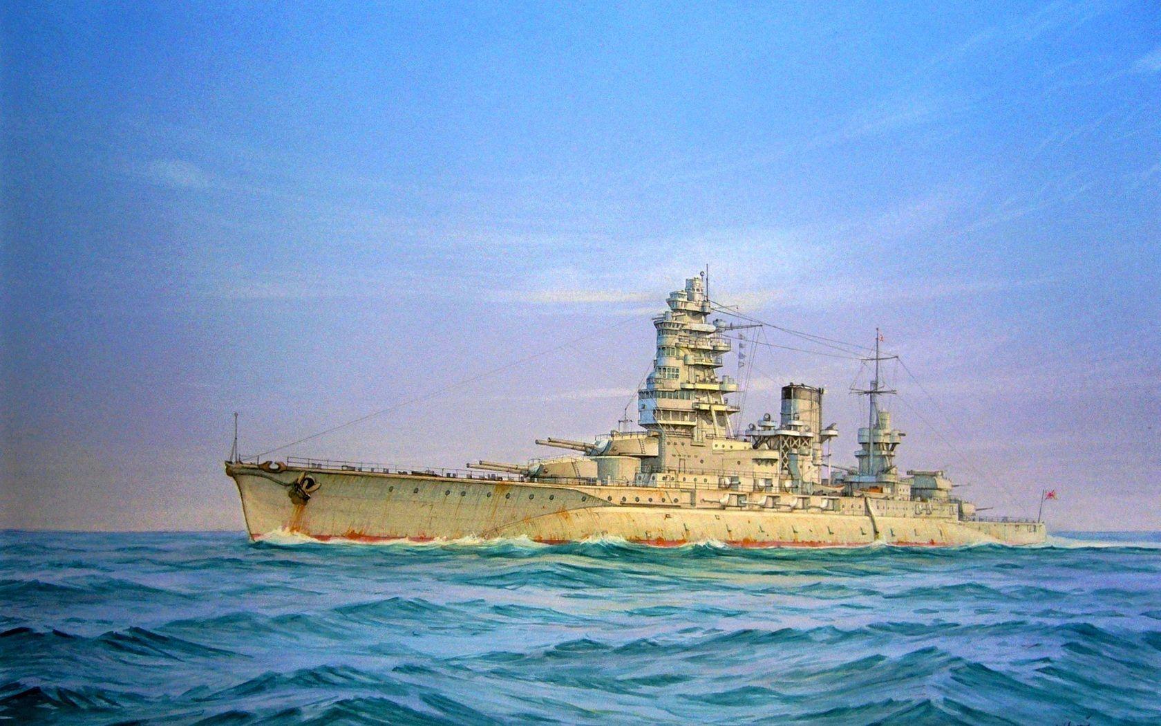 1680x1050 art, the japanese navy, ww type i, sea, ship of the line desktop wallpaper 17130
