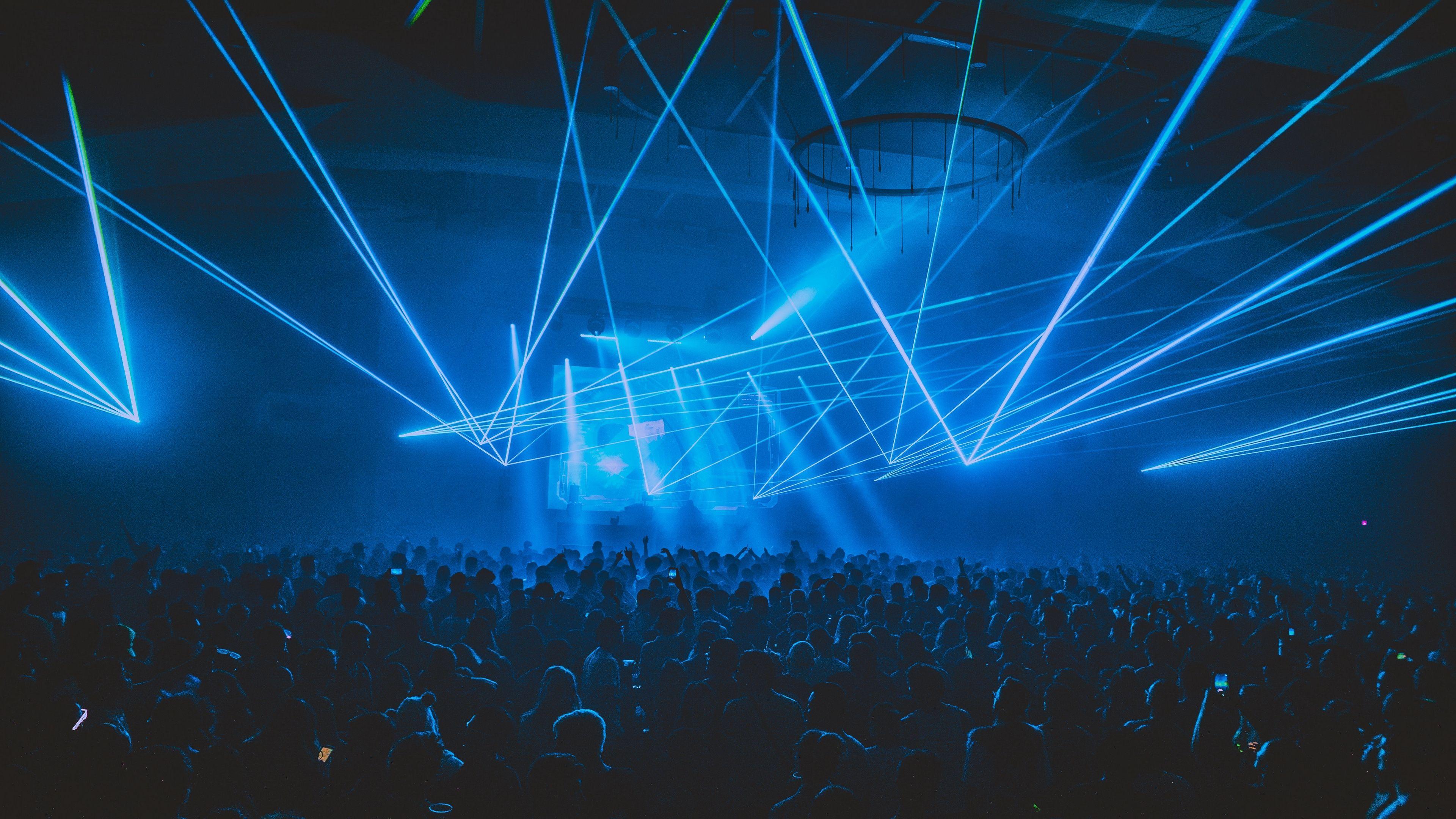 3840x2160 Wallpaper Concert, Crowd, People, Light, Laser, Party HD Wallpaper