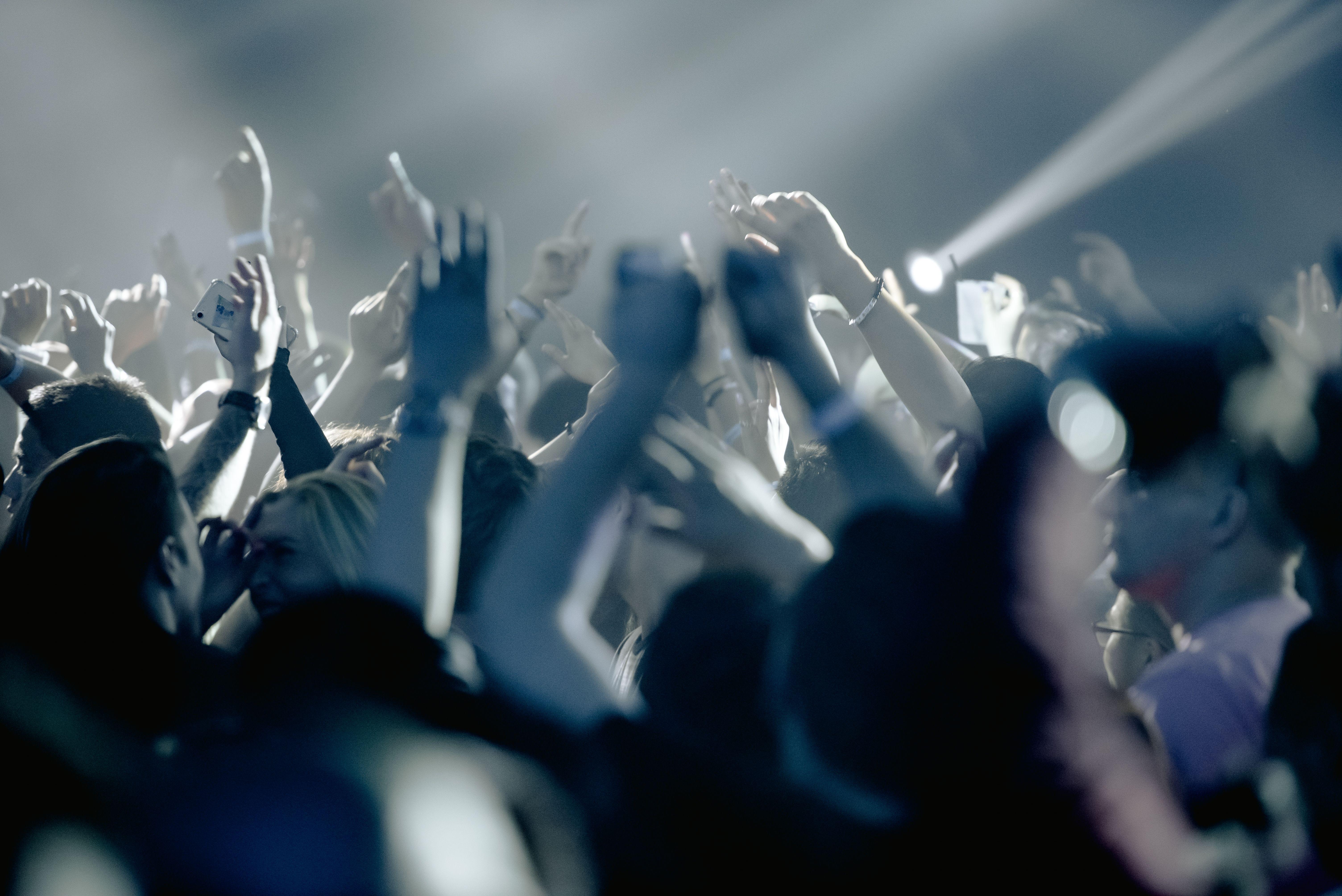 6016x4016 Excited crowd in concert hall during performance · Free