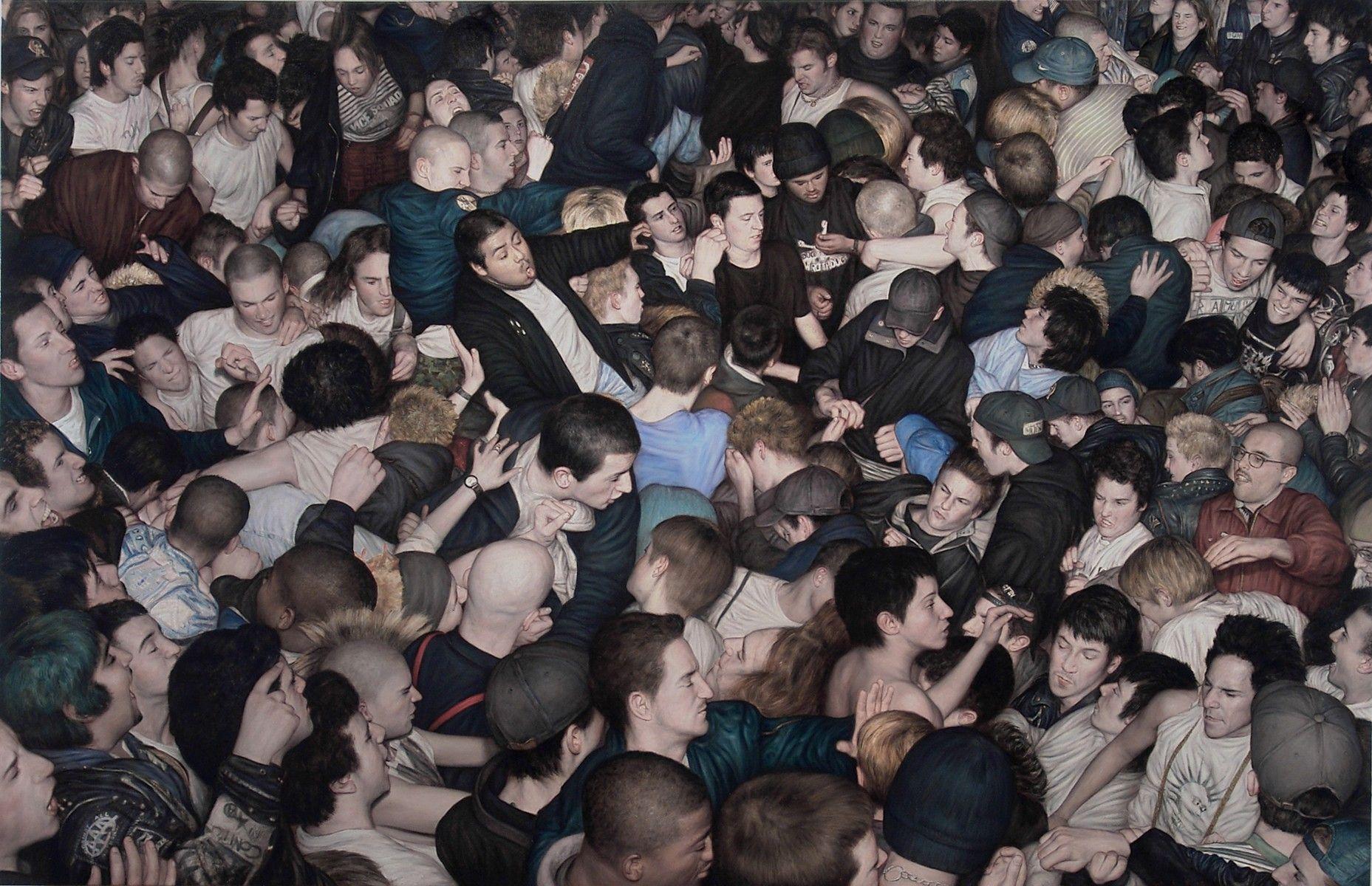 1857x1200 paintings, music, punk, people, crowd, push, mosh, artwork, concert, Metal Music, Pit wallpaper