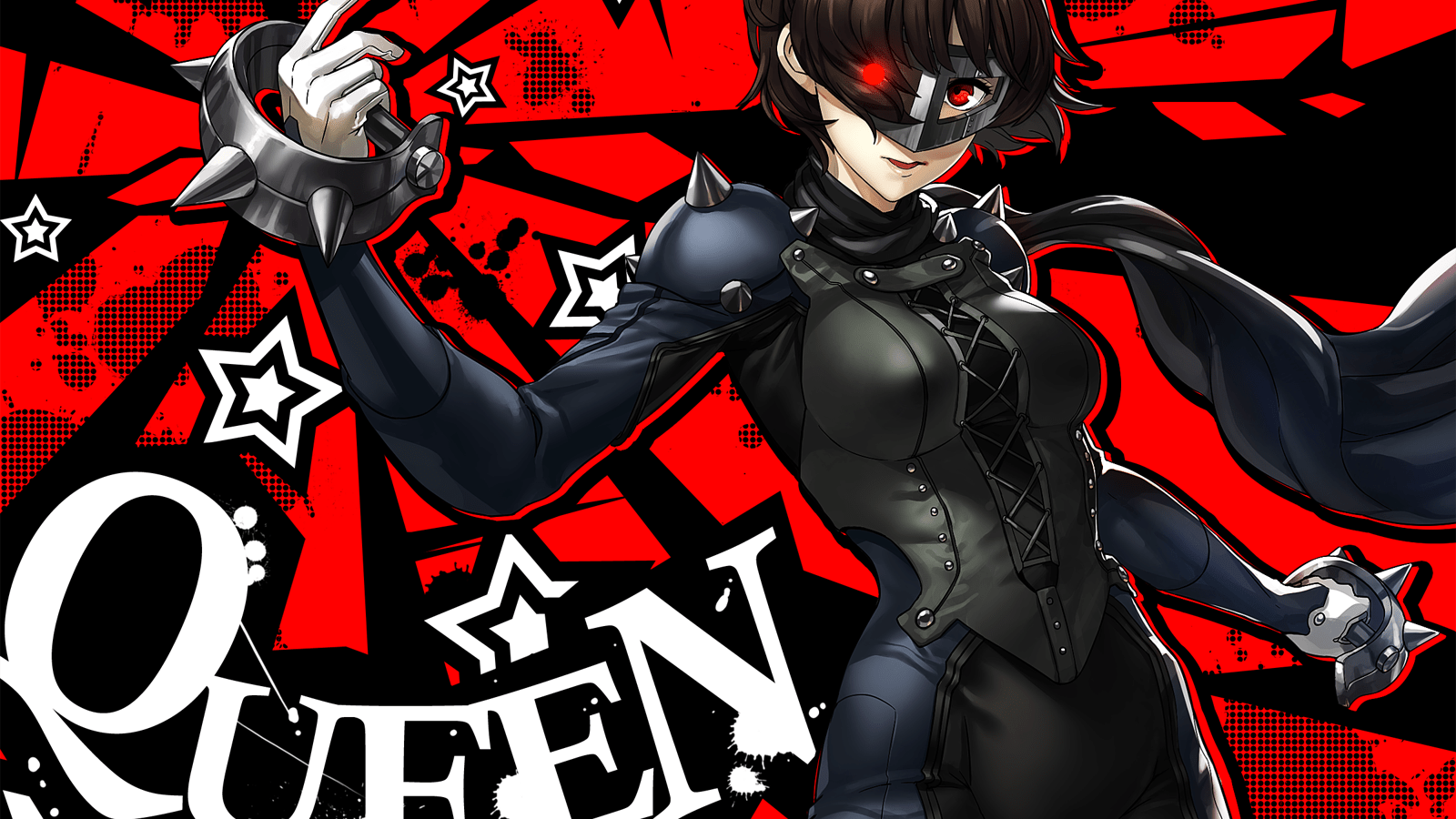 1600x900 Download 1600x900 Persona Niijima Makoto, Queen, Bodysuit, Mask, Red Eyes, Anime Style Games Wallpaper
