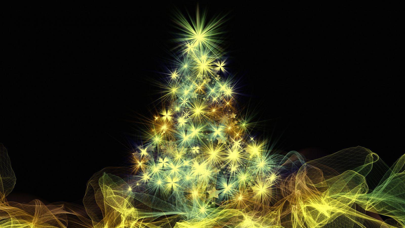 1600x900 Download Christmas tree, holiday, digital art, dark wallpaper, 1600x Widescreen 16: Widescreen