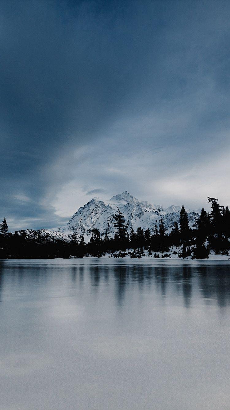 750x1334 iPhone 6 wallpaper. frozen lake winter snow wood forest