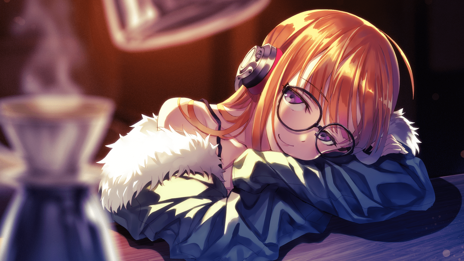 1600x900 Download 1600x900 Persona Futaba Sakura, Glasses, Blonde, Headphones, Anime Girl Wallpaper