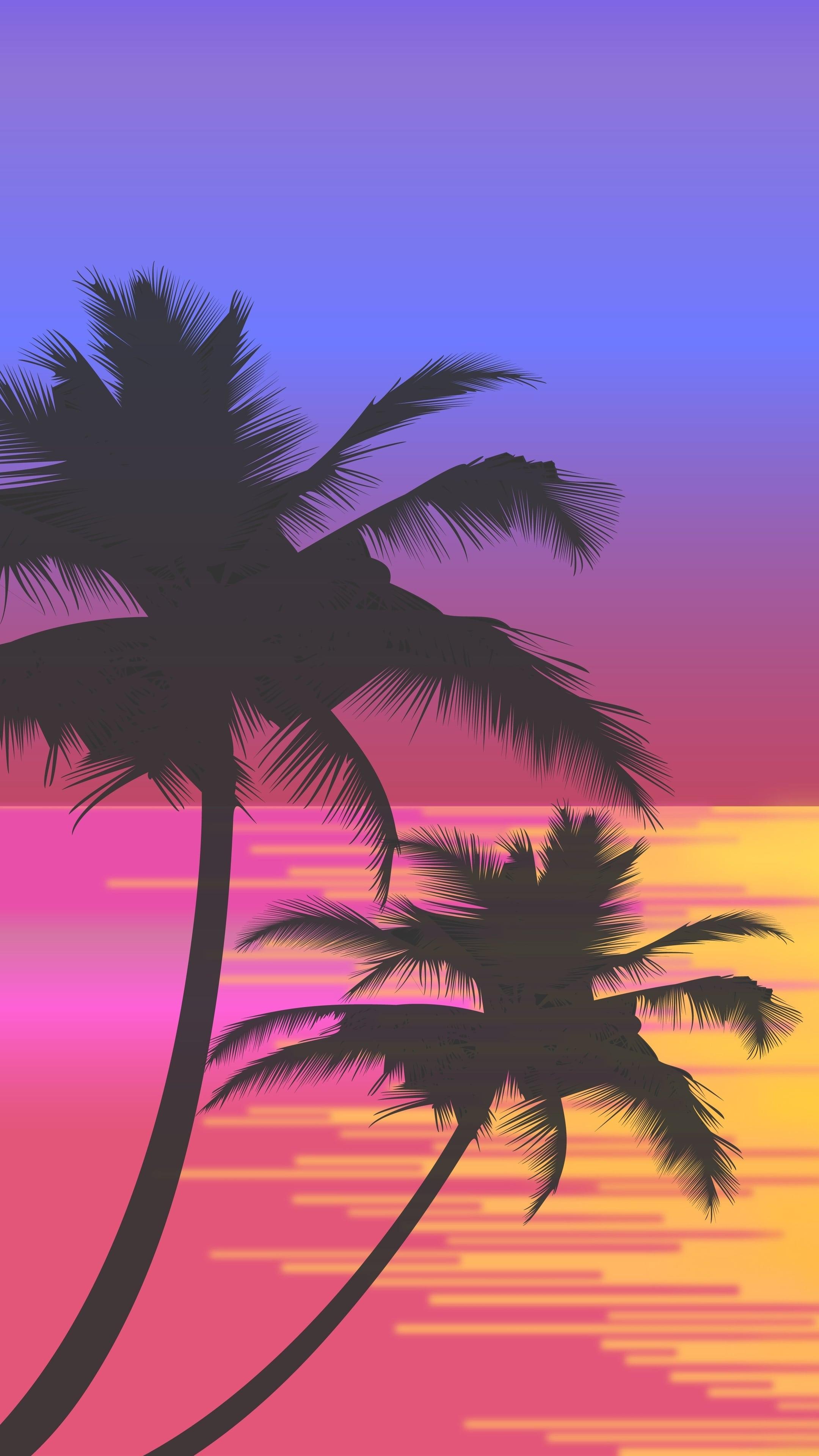 2160x3840 Sunset Palm Tree Wallpaper Free HD Wallpaper