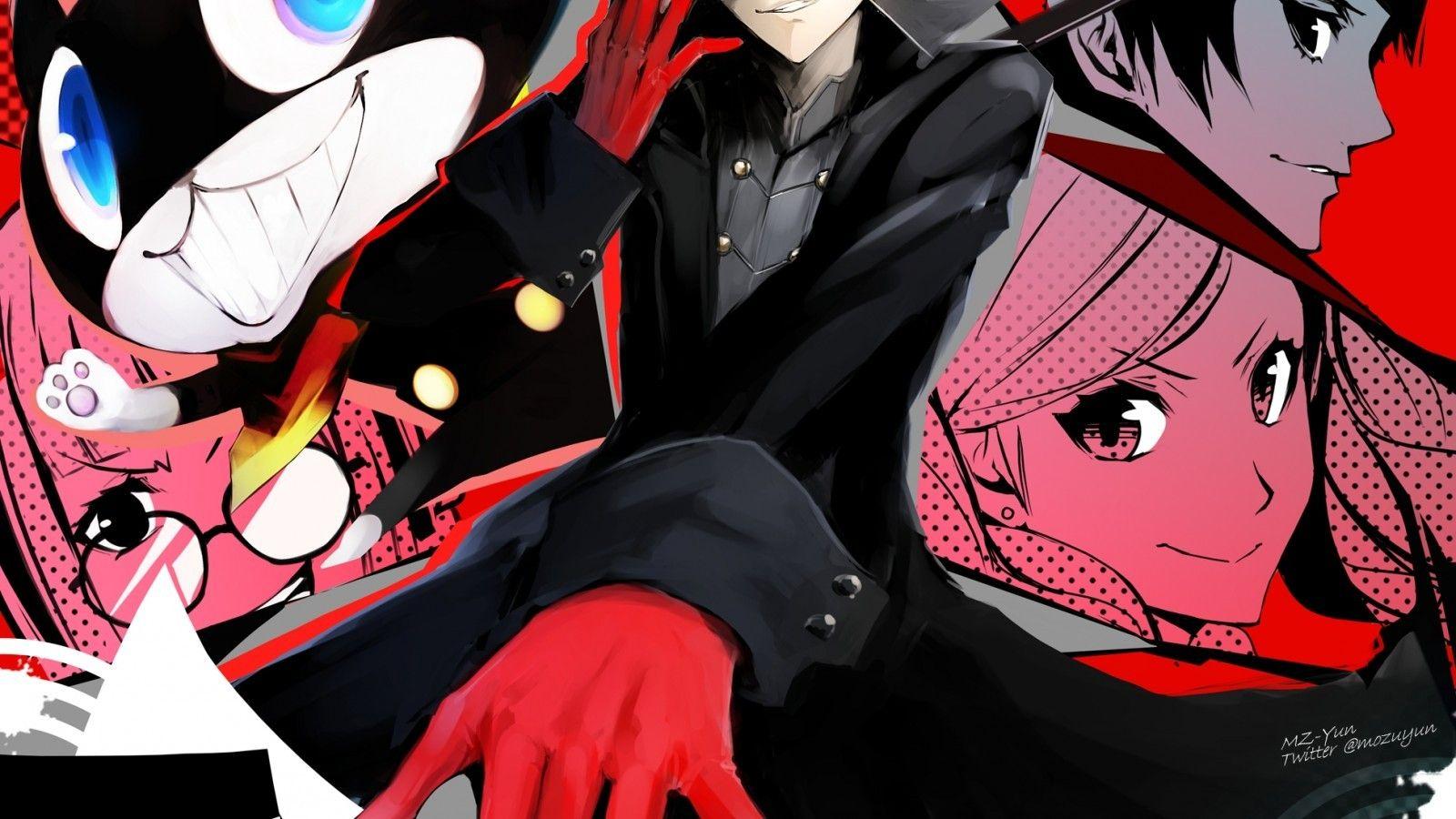 1600x900 Download 1600x900 Shin Megami Tensei: Persona Sakamoto Ryuuji, Morgana, Kitagawa Yuusuke Wallpaper