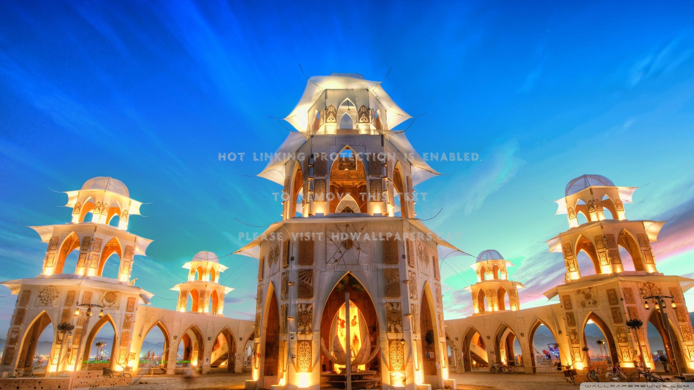 2400x1350 burning man nevada tower at sunset vegas