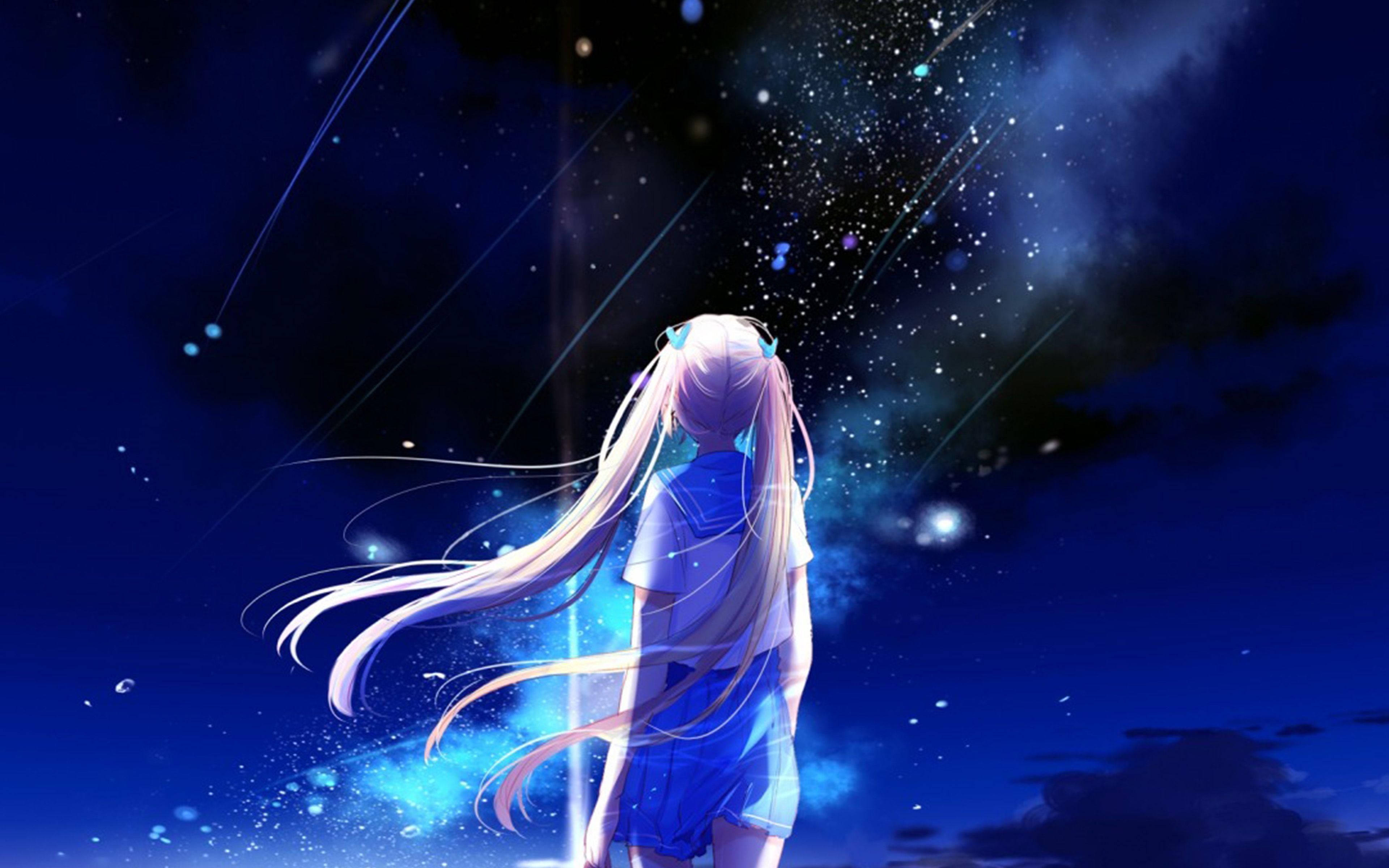 3840x2400 wallpaper for desktop, laptop. anime night space star art illustration