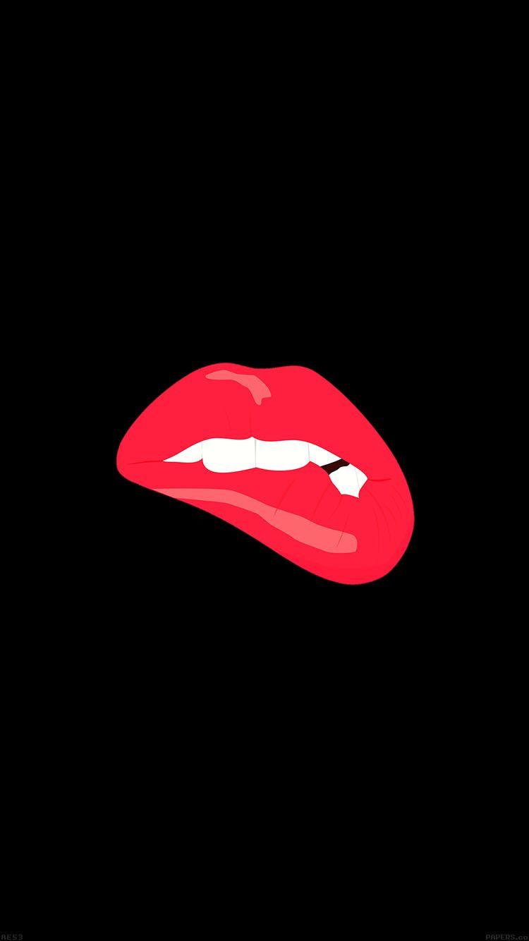 750x1334 iPhone7papers lips black background minimal art