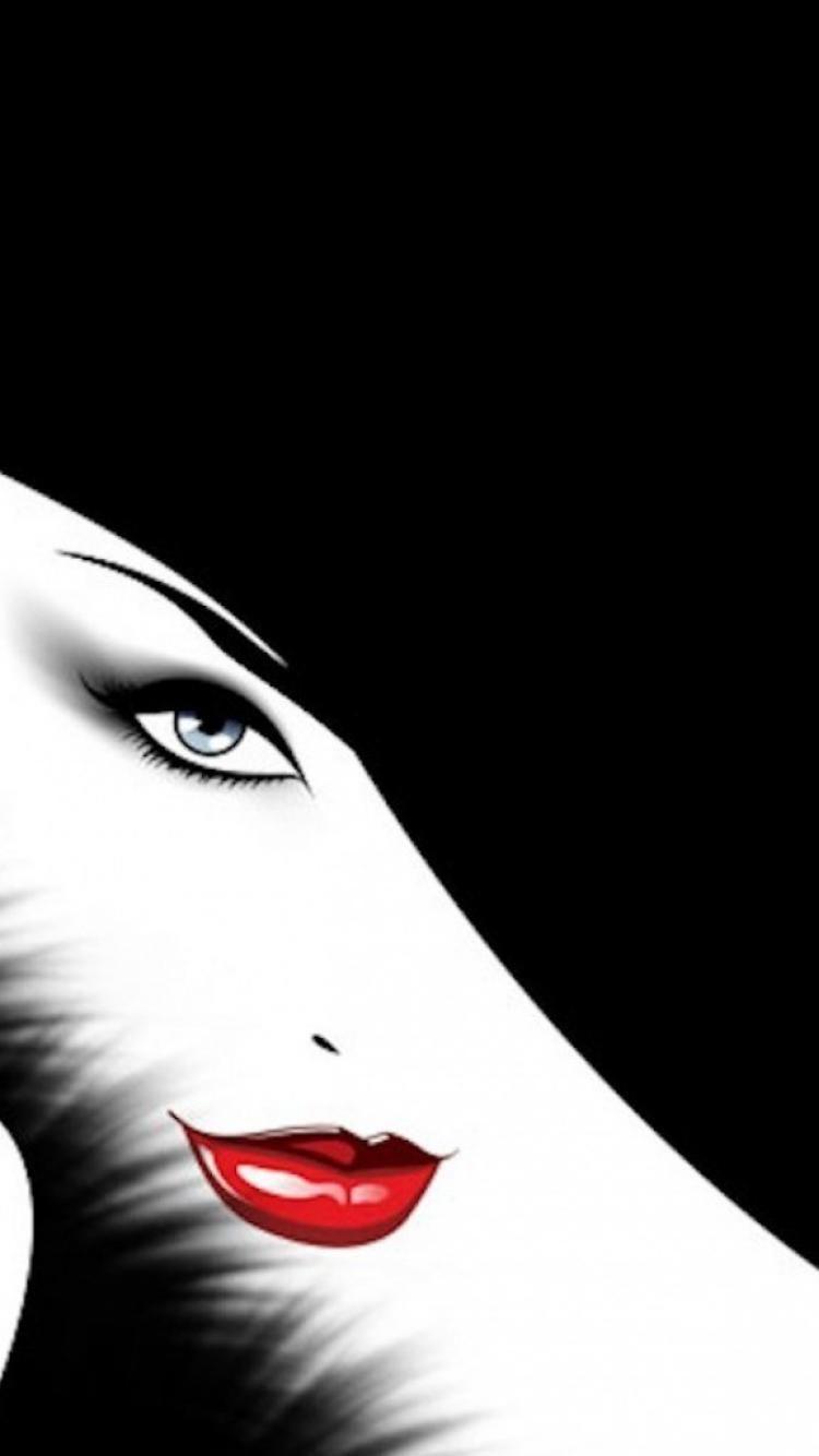 750x1334 Red Lip Girl Wallpaper