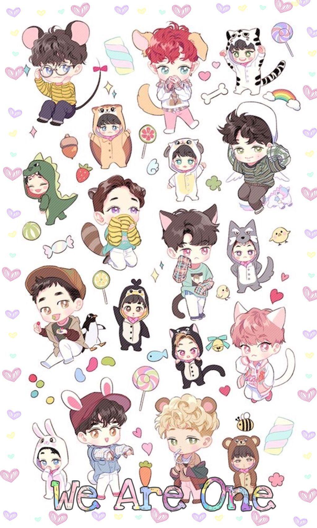 1024x1706 exo. Exo stickers, Exo cartoon, Chibi