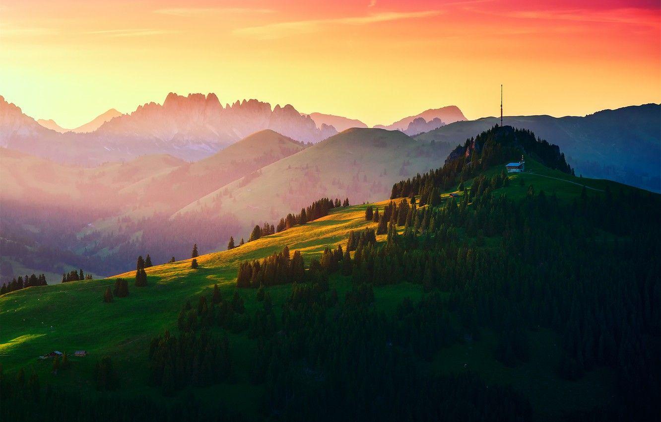 1332x850 Wallpaper summer, mountains, hills, Switzerland, forest, radio tower image for desktop, section пейзажи