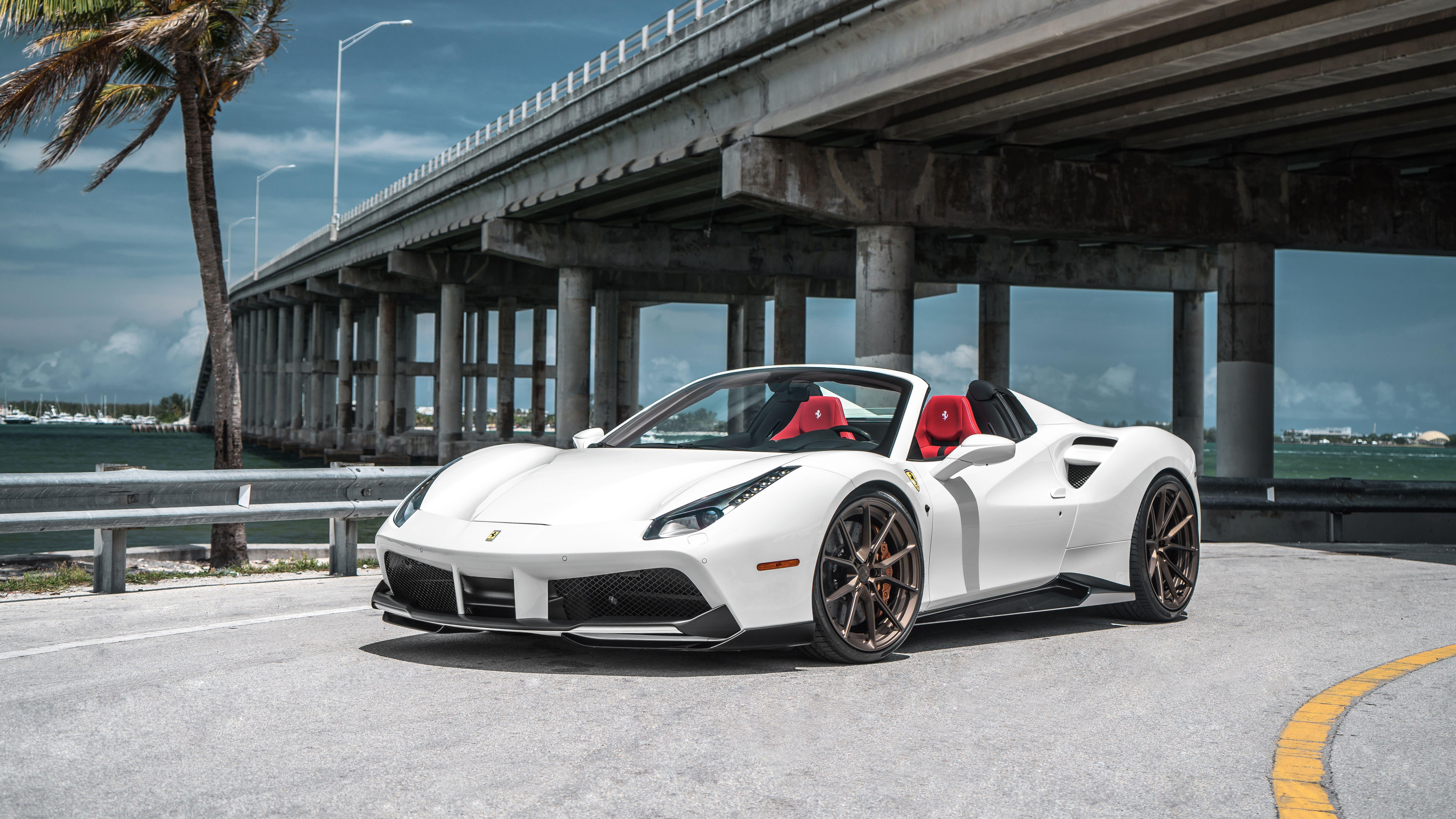 7680x4320 Car Ferrari Ferrari 488 Sport Car Supercar White Car Wallpaper:7680x4320