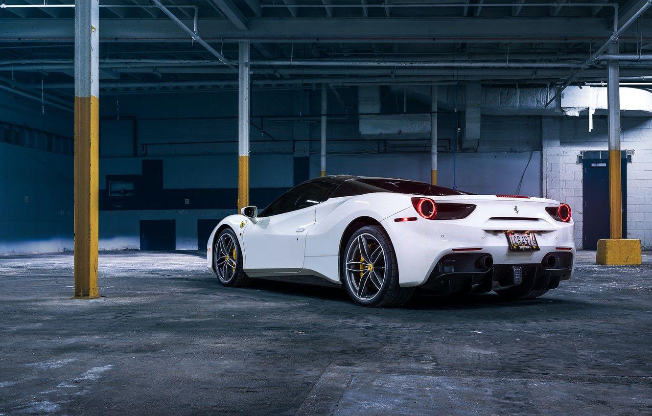1332x850 Wallpaper white, sports car, rear view, Ferrari - for desktop, section ferrari
