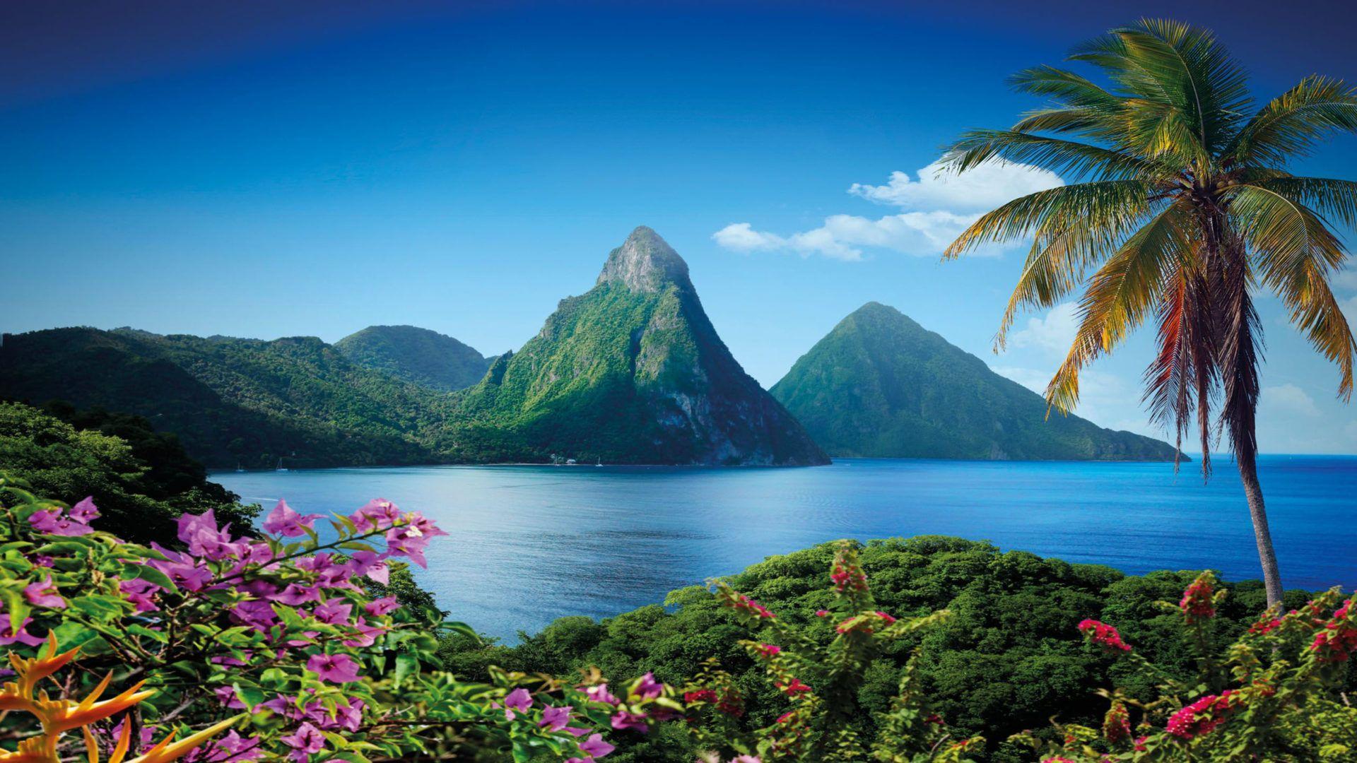 1920x1080 Gros Piton Mountain In Saint Lucia Caribbean Island Wallpaper HD 2560x1440 :