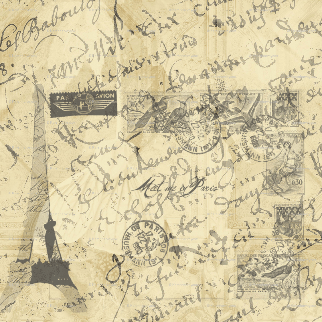 1125x1125 Vintage French Wallpaper