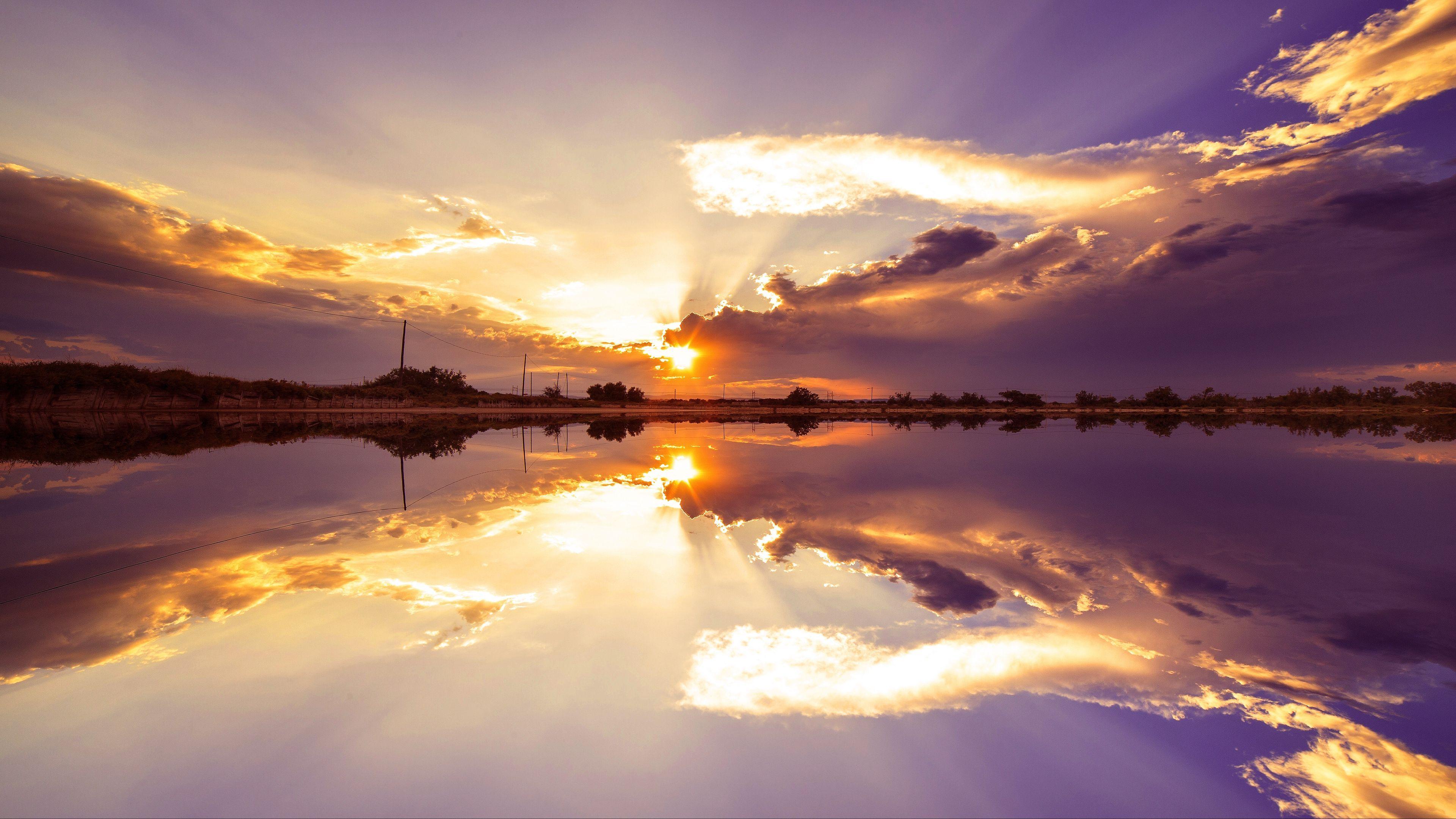 3840x2160 sunset, skyline, lake, clouds, saint lucia 4k sunset, Skyline, Lake. St lucia, Sunset, Lake