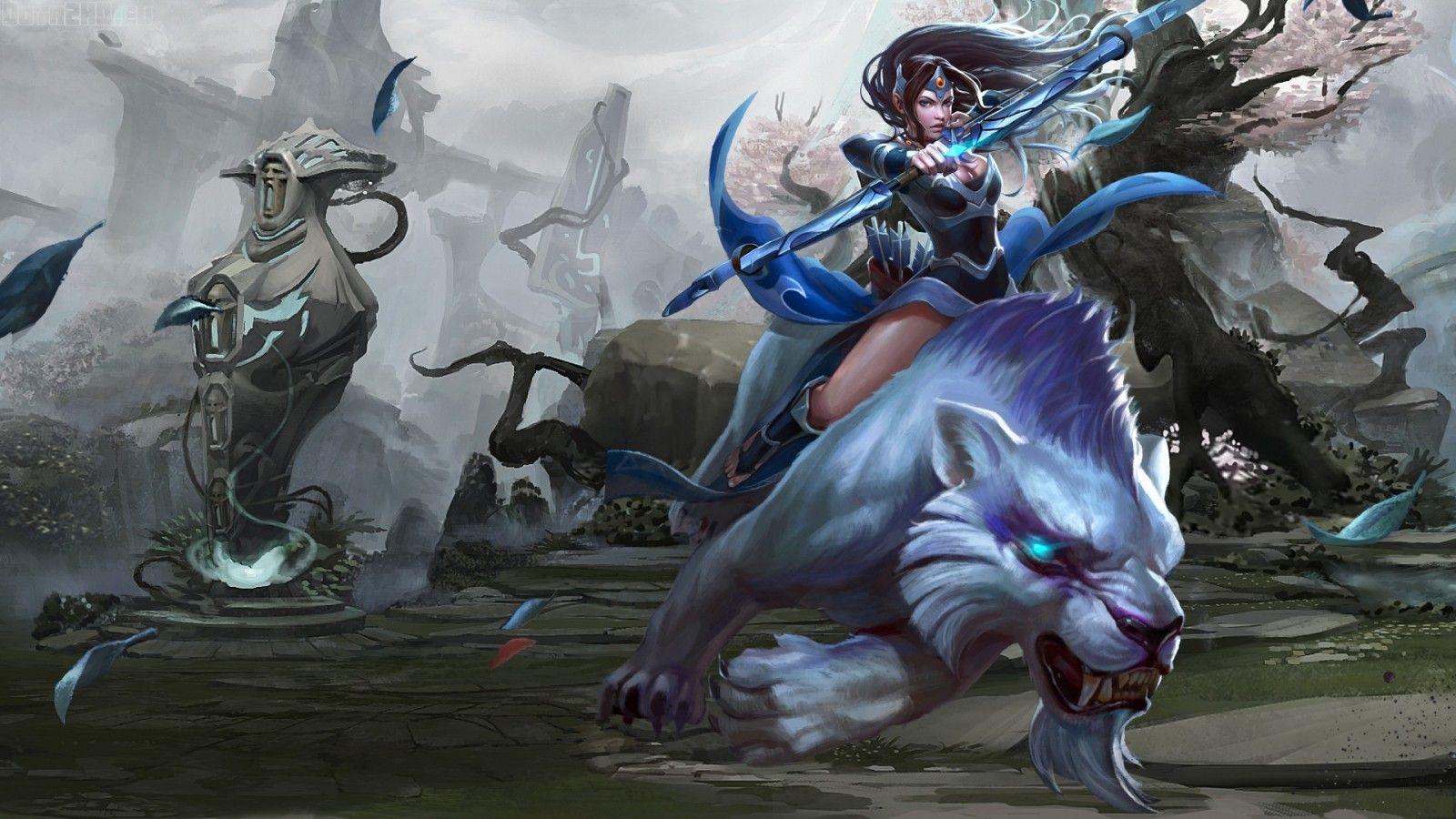 1600x900 Dota desaturated, Mirana, darkness, screenshot, computer wallpaper, fictional character. Mocah HD Wallpaper