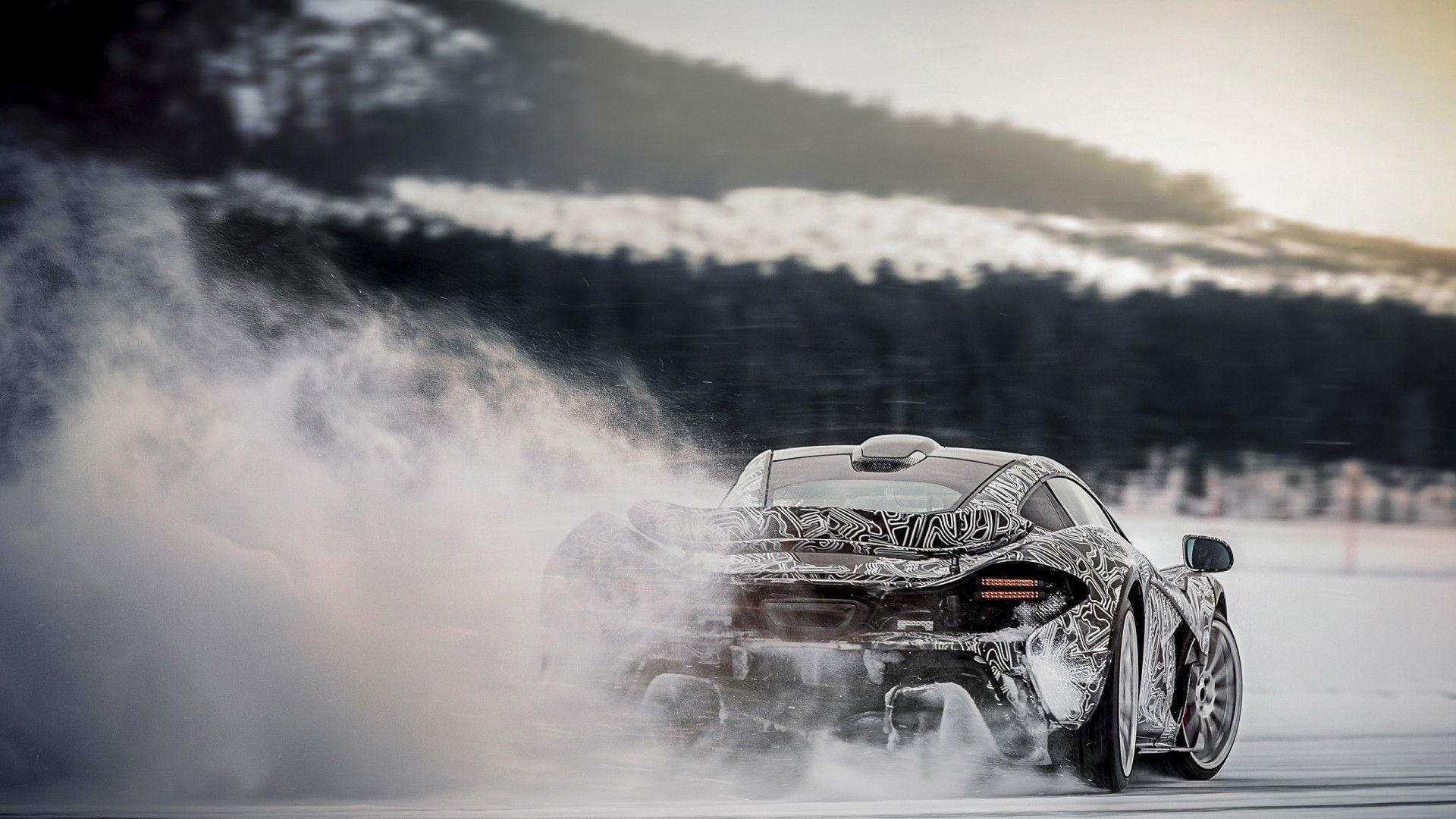 1920x1080 Download 1920x1080 Mclaren P Back View, Snow, Supercar, Cars Wallpaper for Widescreen