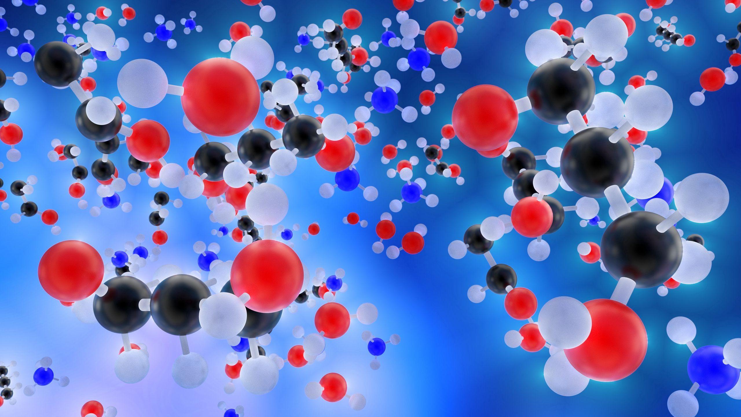 2560x1440 Download wallpaper 2560x1440 molecules, atoms, chemistry, compound widescreen 16:9 HD background